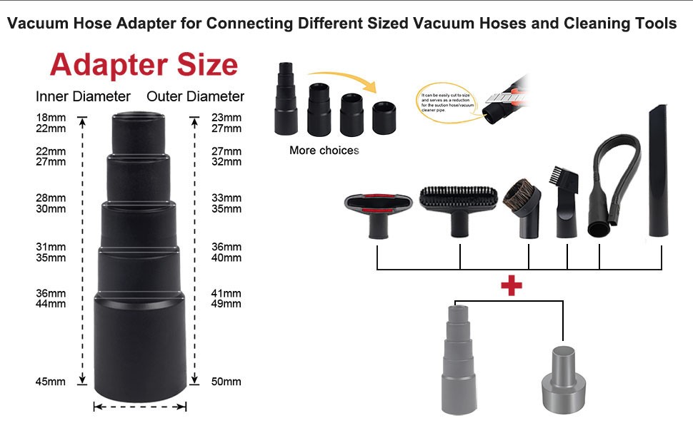 GIB 8Pcs Household Cleaning Vacuum Attachments for Shop Vac Accessories | Set