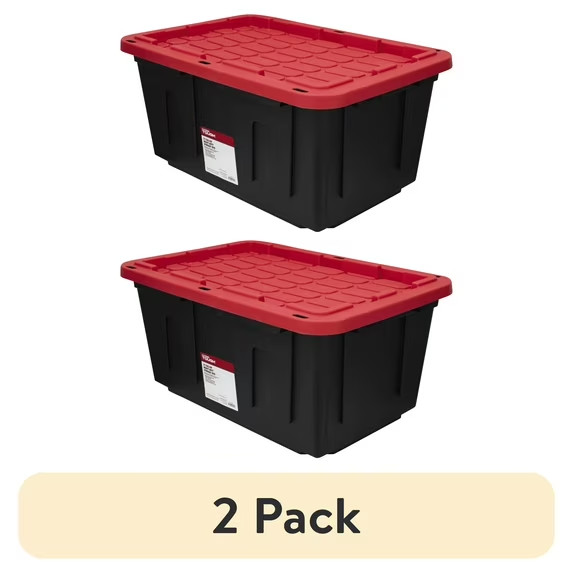 Hyper Tough 27 Gallon Snap Lid Plastic Storage Bin Container pack of 2 Free Ship