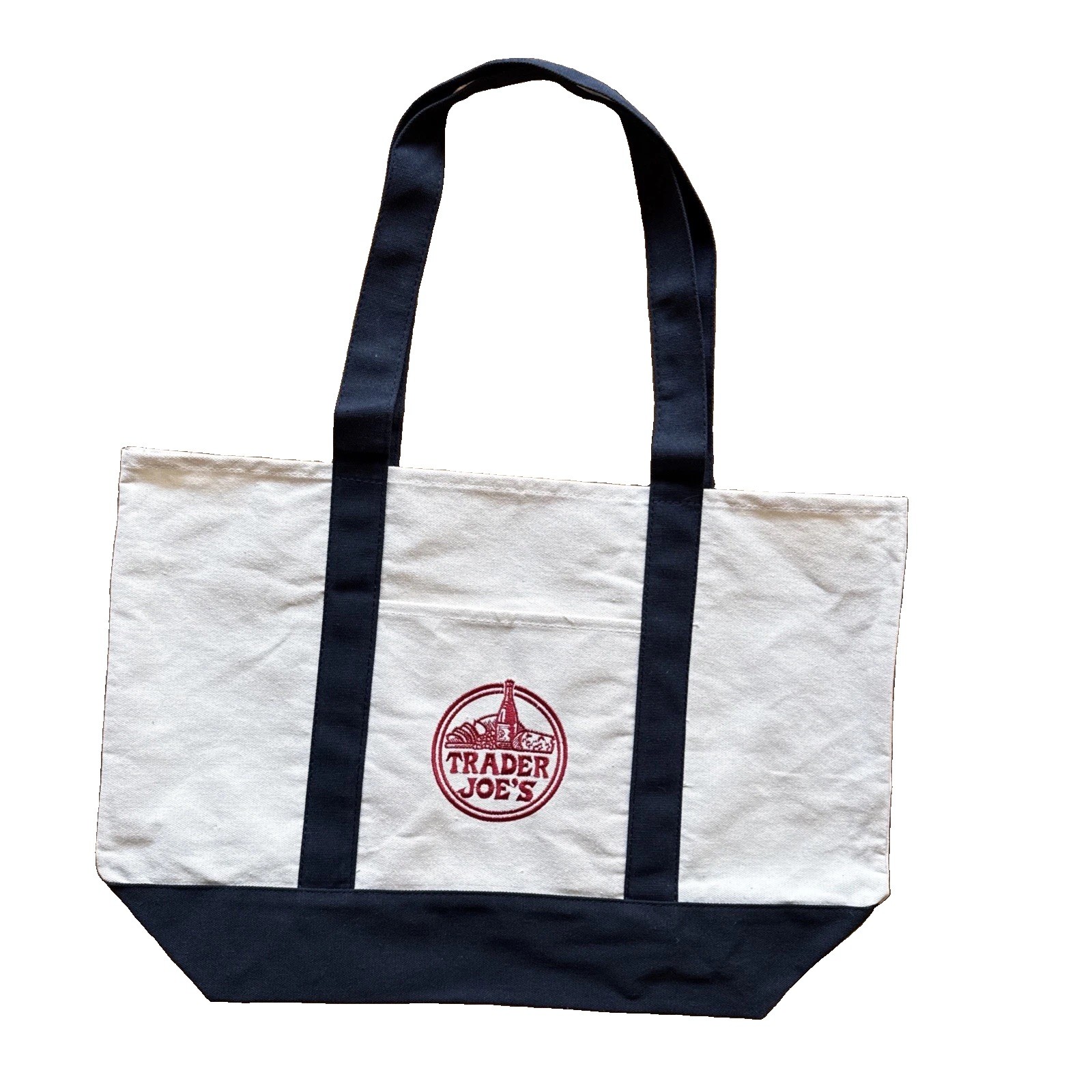 Trader Joes Canvas Tote Bag Navy Blue Classic Reusable Shopping Grocery NEW