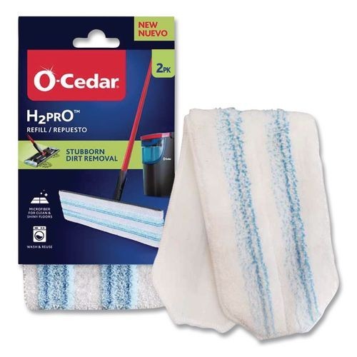 O-Cedar H2prO Flat Mop Head Replacement, 9.25 x 4.38, Blue/White, 2/Pack