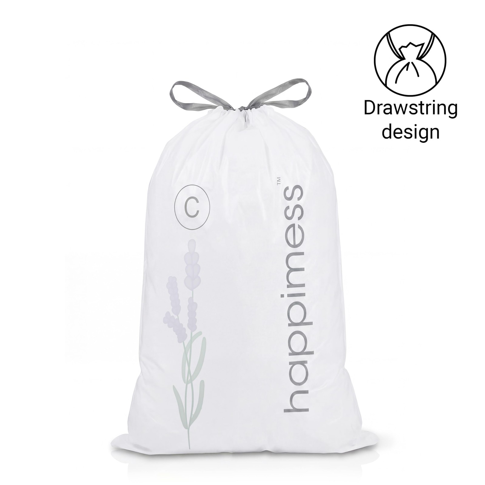 13.2 Gallon (50L) Drawstring Trash Bags, Lavender Scent, White, Heavy Duty MD…