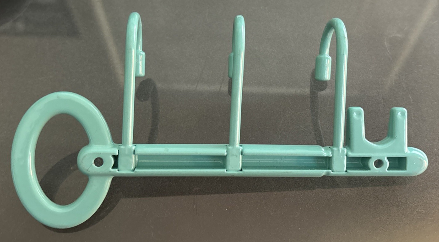 Liberty Vintage Metal 3 Hook Key Rail Turquoise Color 8″ Long, No Hardware
