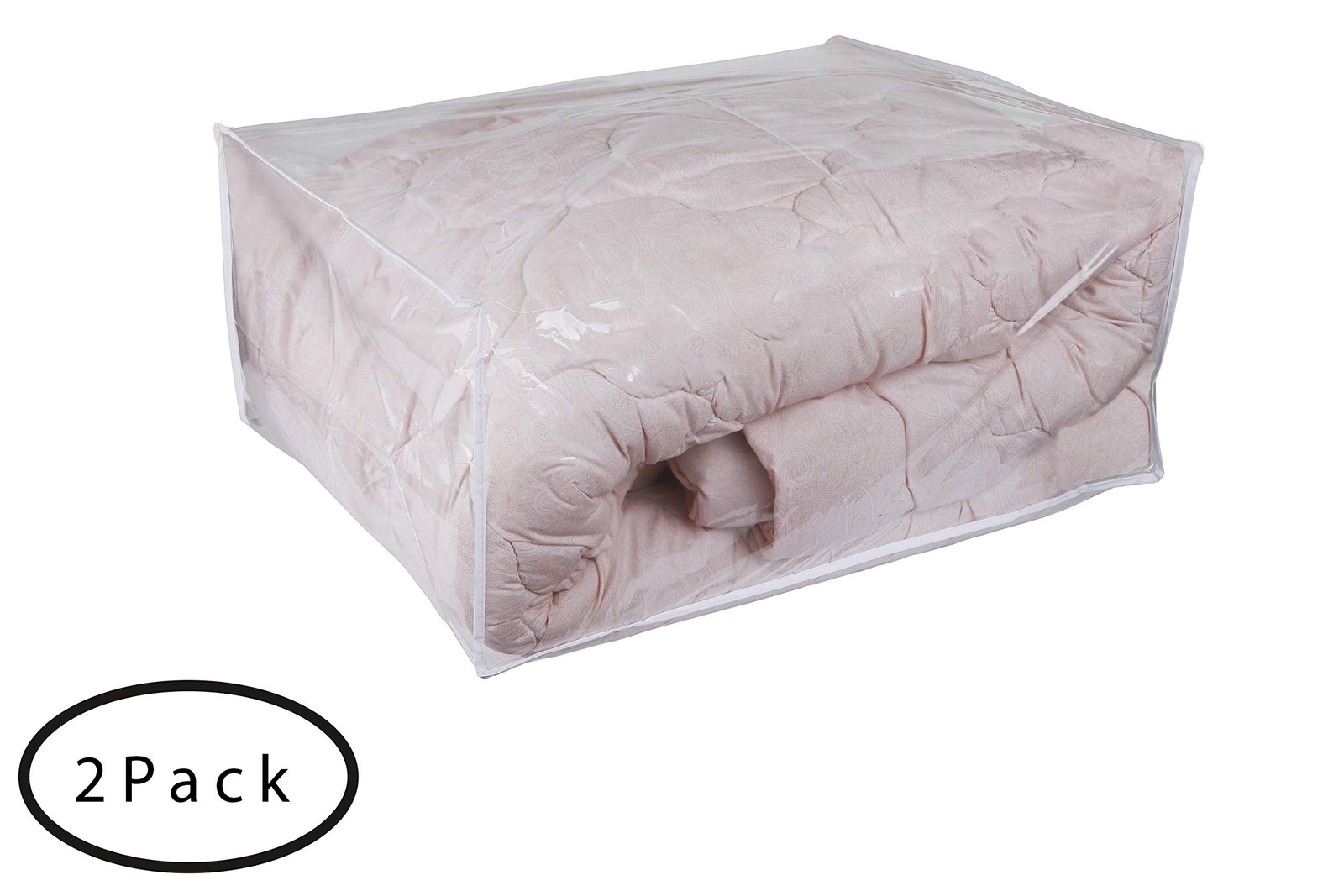 2 Pack Clear Vinyl Storage Bags with Handles 24x20x11 Organizer