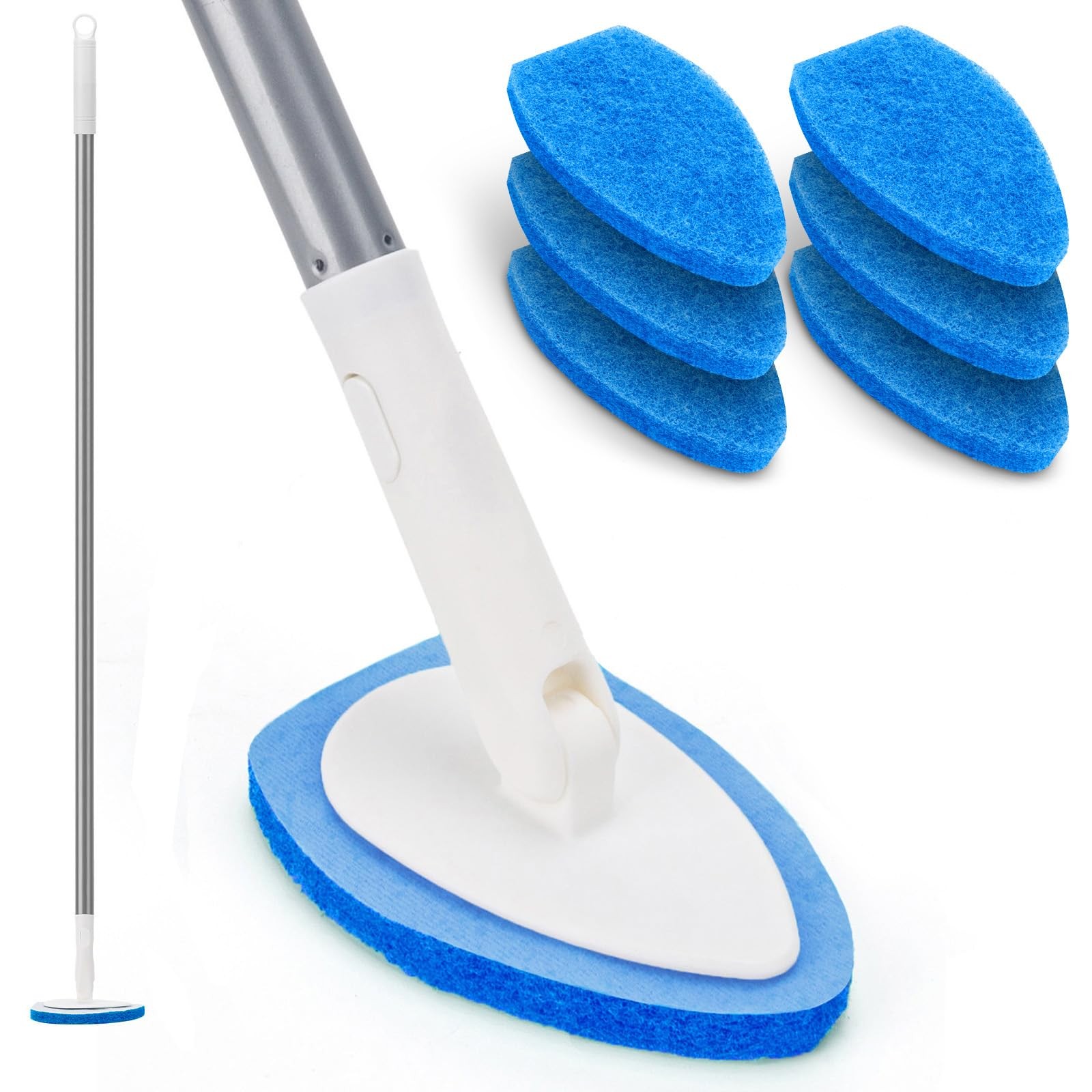 Shower Scrubber, Bathroom Tub and Tile Cleaner Brush with Long Handle, 47” B…