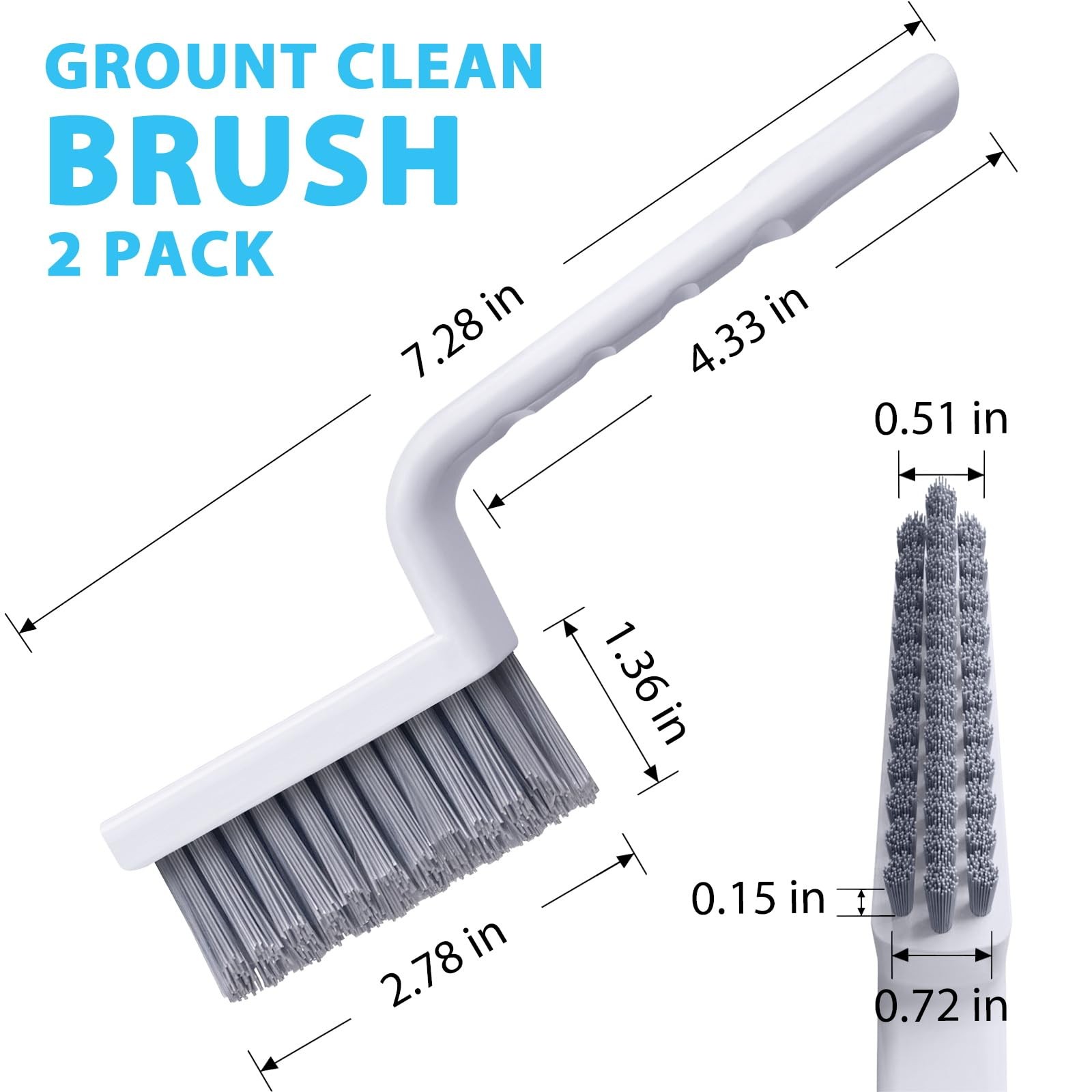 Lumkew Grout Cleaner Brush V Shape, Stiff Grout Cleaning Brushes for Tile Floor,