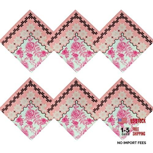 Bandanas 6 Pack Ultra Soft 22 inch Dould Sided Printing Thin 60s Preium Rose