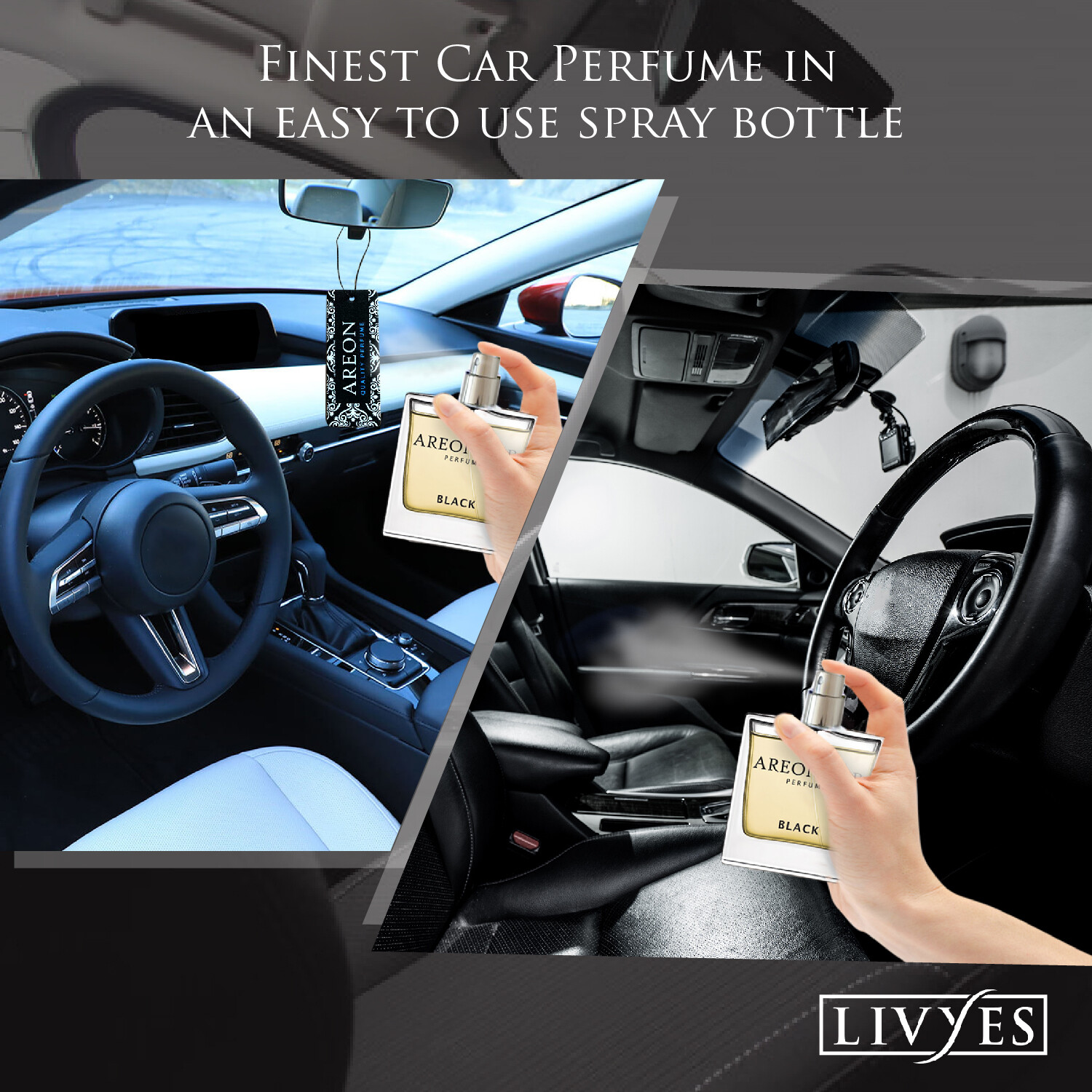 Areon Car Perfume 1.7 Fl Oz. (50ml) Glass Bottle Air Freshener, Platinum