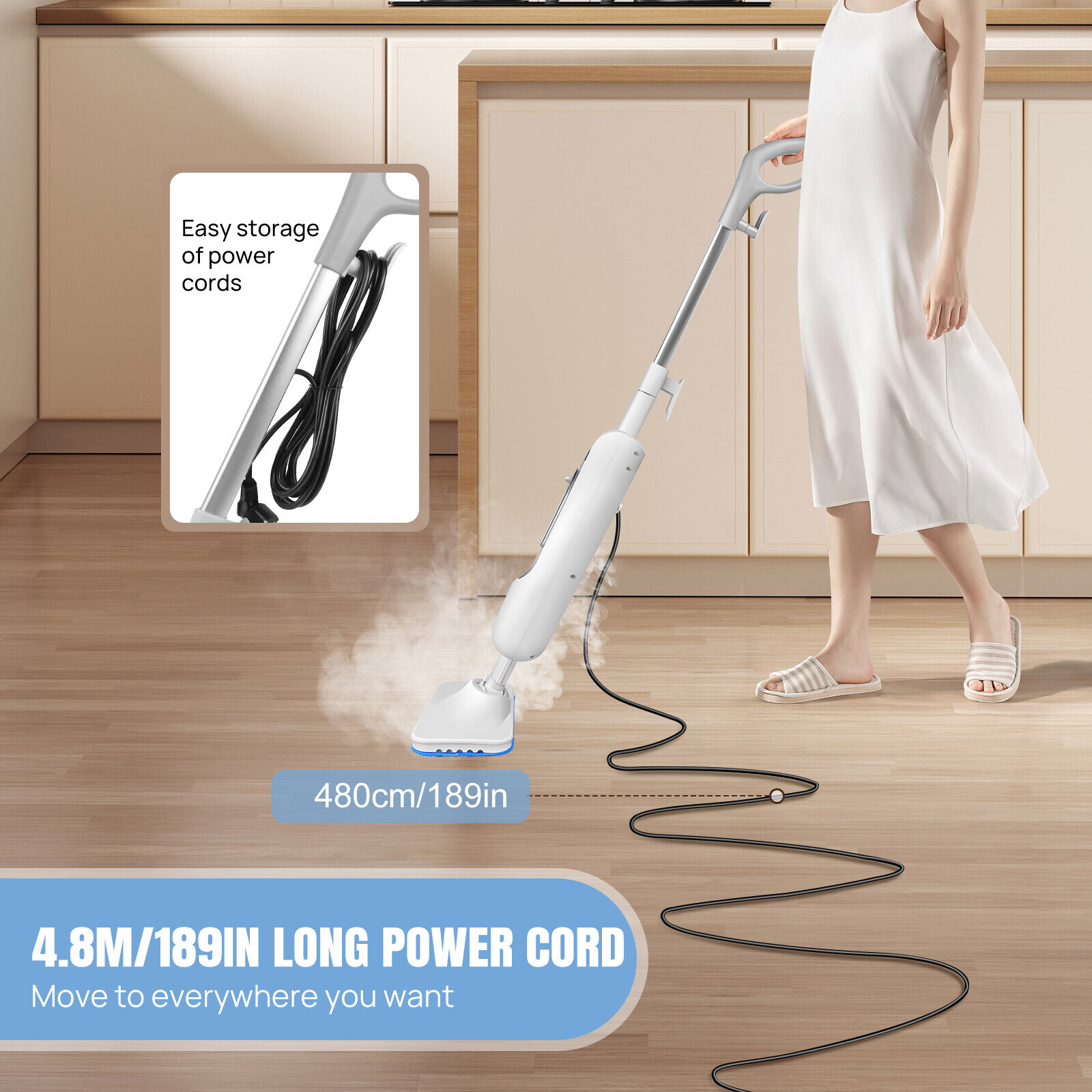 2025 Lightweight Hot Steam Mop, Floor Steamer for Tile, Laminate and Wood Floor