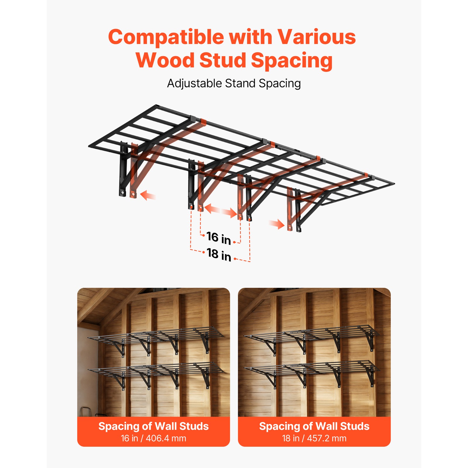 Uimoso 4-Piece 2 x 3ft Wall Shelving, 1600 lbs Capacity, Garage Storage Solution