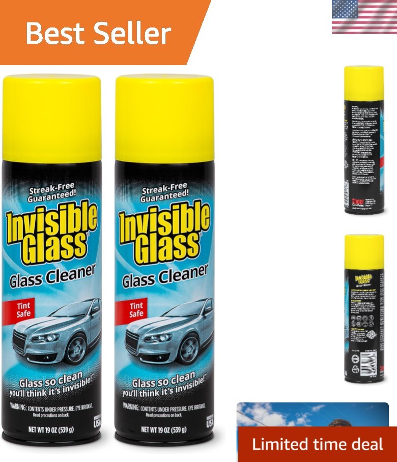 Streak-Free Glass Cleaner – 19 oz Aerosol Pack of 2 for Home & Auto