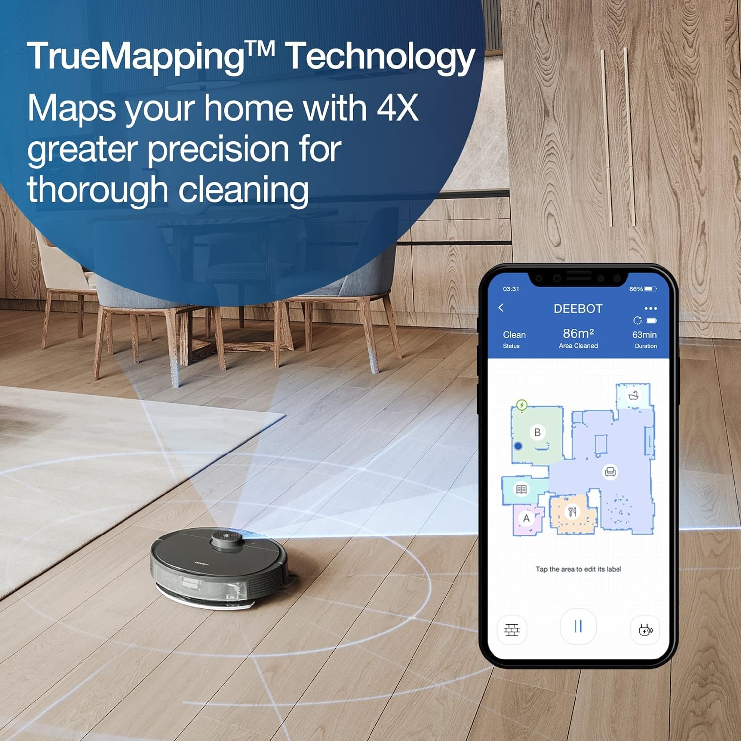 ECOVACS Deebot N8 Pro+ Robot Vacuum Mop Self Empty Station 2600Pa LiDAR Mapping