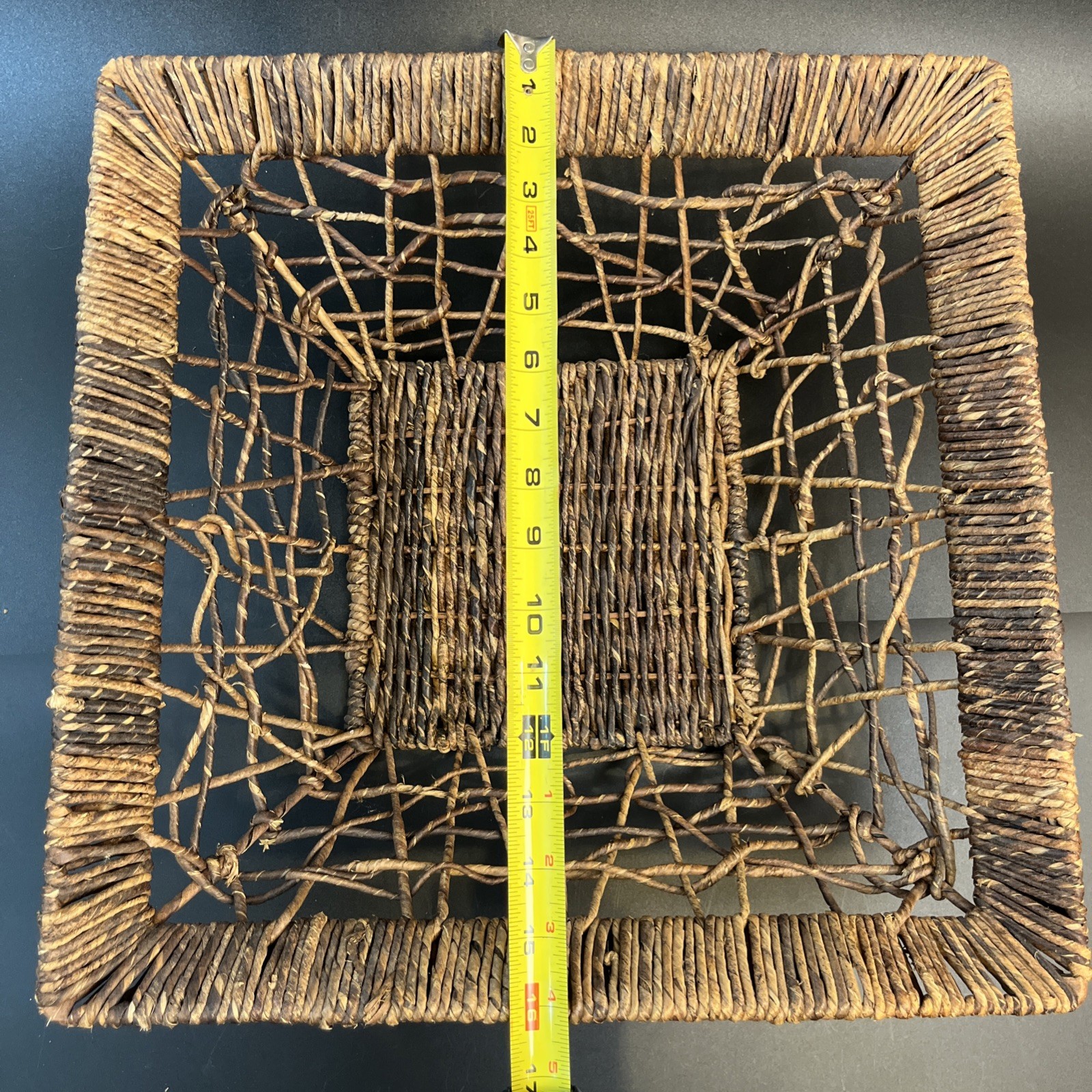 Jute Twine Wrapped Wire Basket Fruit Bowl Farmhouse Rustic Decor 16″ Bathroom