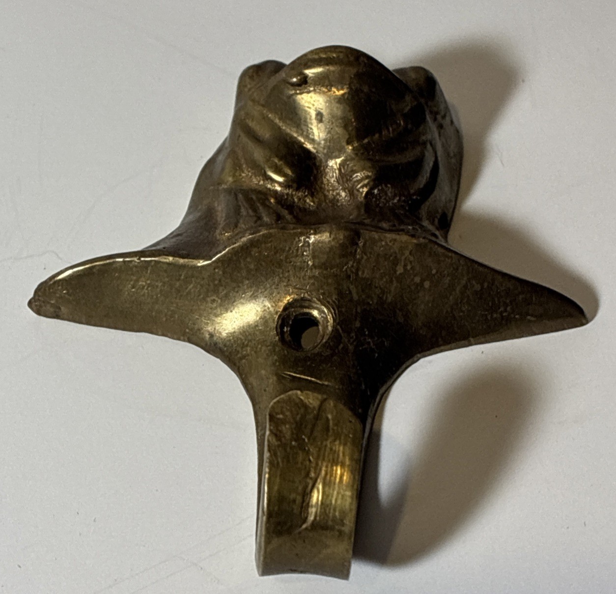 Vintage Brass Frog Wall Hook Hanger 3 X 2.75”