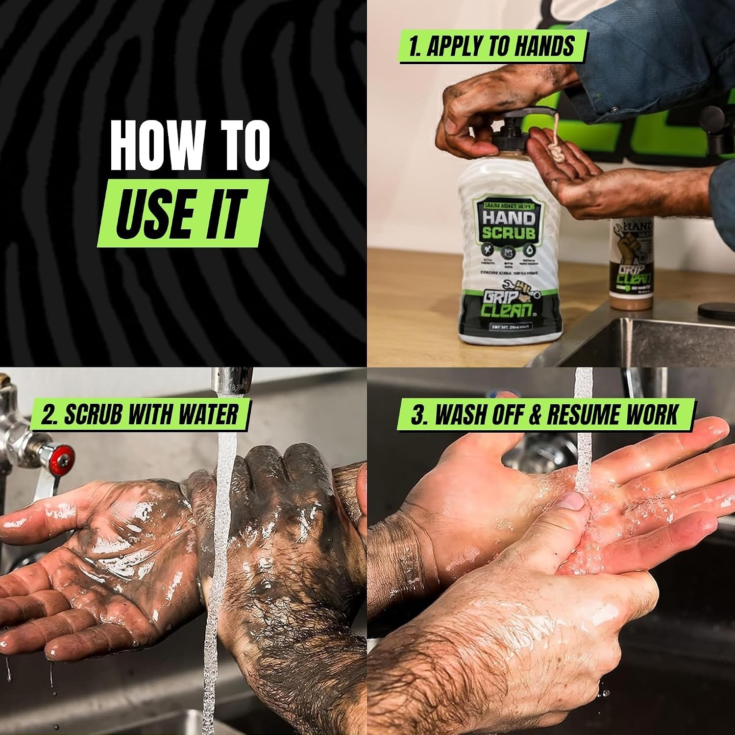 Grip Clean Heavy Duty Hand Cleaner for Mechanics – Natural Pumice & Clay-Infused