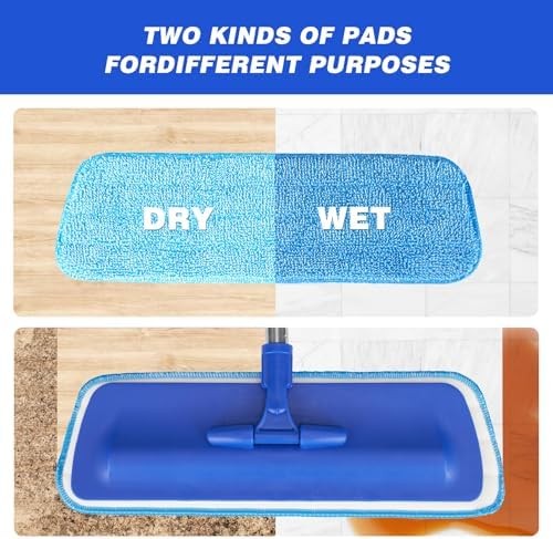 17.5″ Professional Microfiber Floor Cleaning Mop, Flat Mop with Stainless Steel