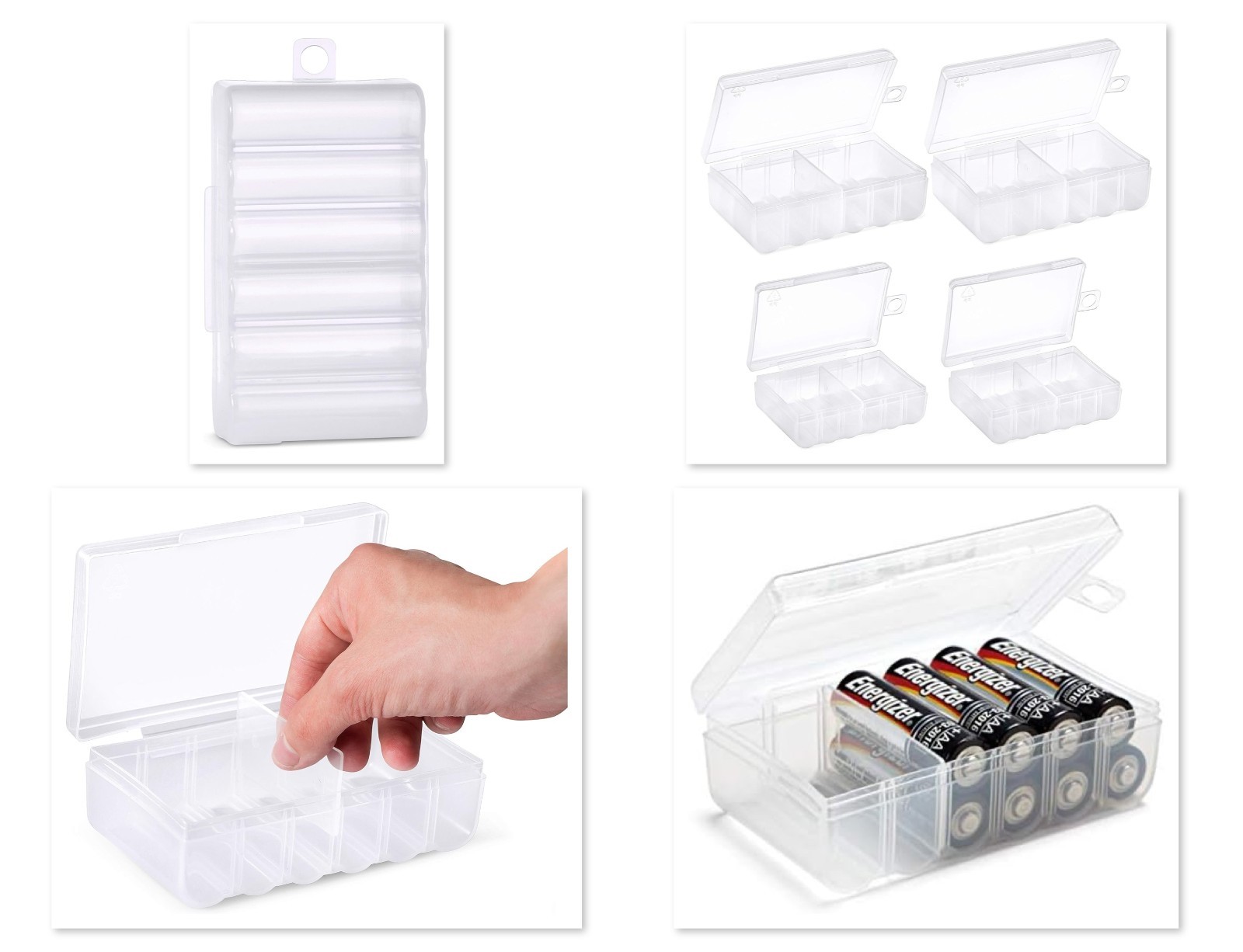 Double AA Battery Storage Box Case Holder in Clearview Color 12 Slot, 2QTY Set