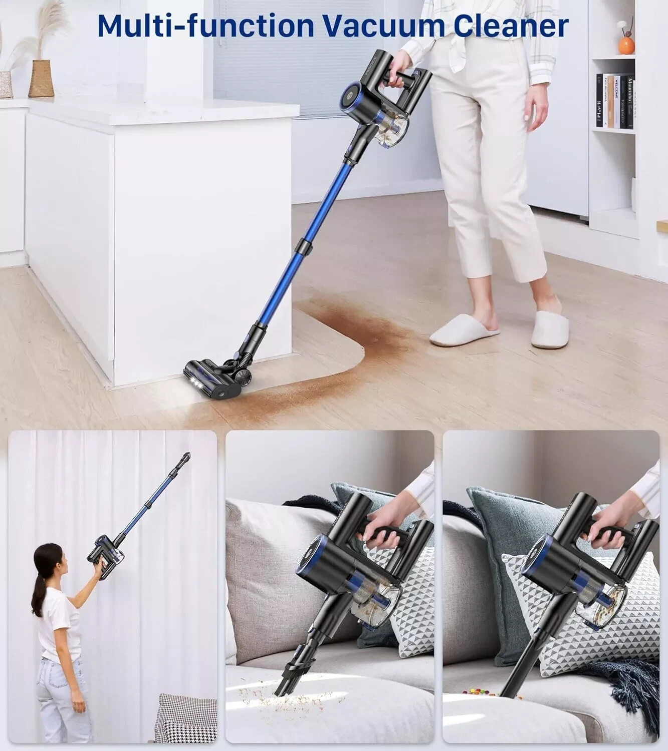 MIBODE Cordless Stick Vacuum, 45Min Runtime, For Hard Floor Carpet Pet Hair ME02
