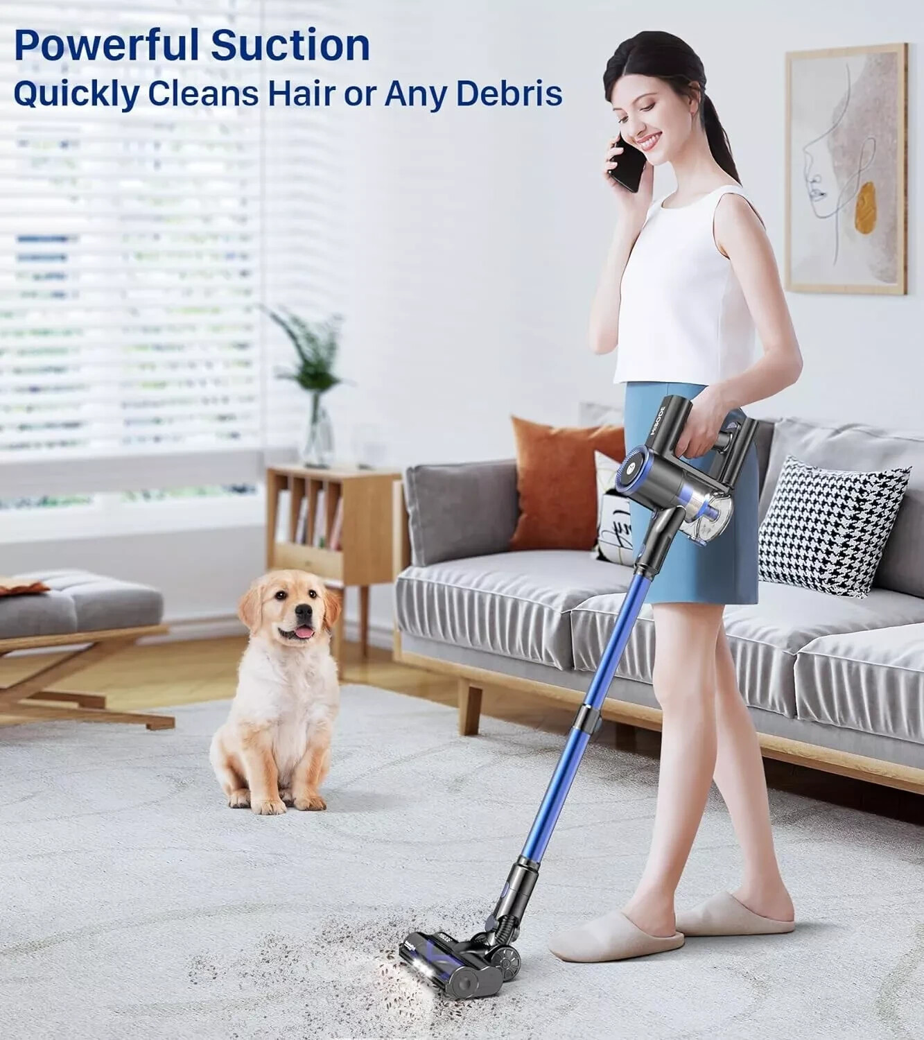 MIBODE Cordless Stick Vacuum, 45Min Runtime, For Hard Floor Carpet Pet Hair ME02