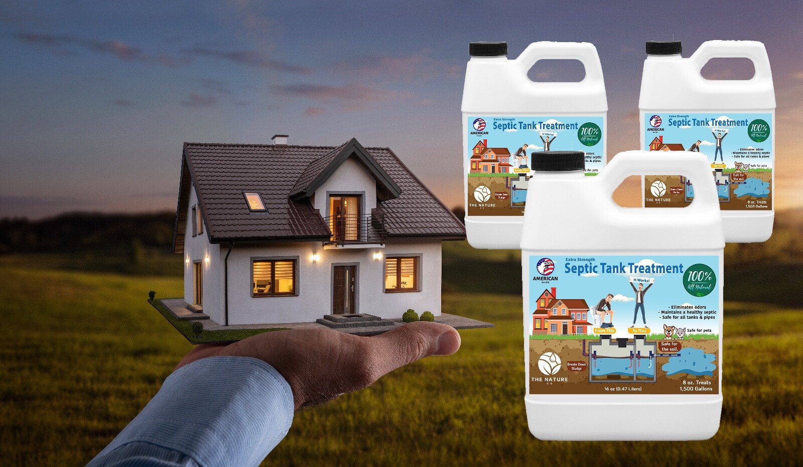 All Natural, Extra-Strength Septic Tank Treatment – Eliminates Odor!! 3 Pack!!