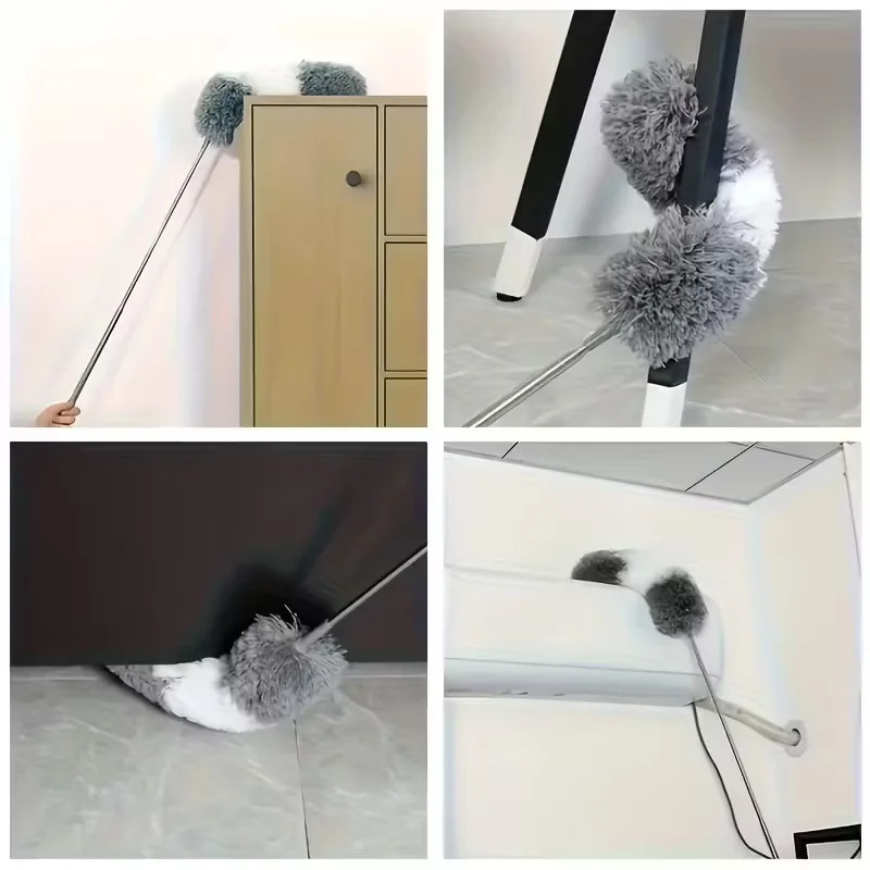 Duster with Extension Rod, Retractable Dust Brush, Microfiber Dust Brush, Reusab
