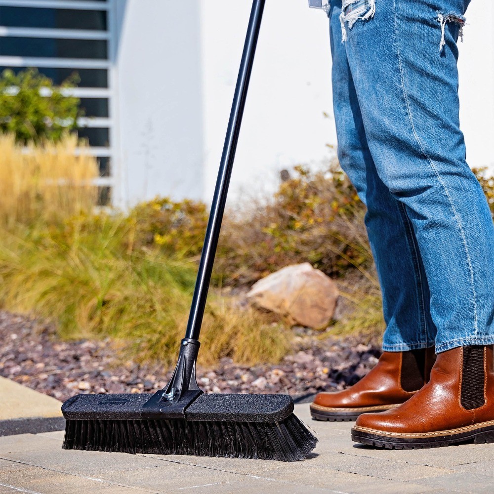High Power Push Broom Multi-Surface 18 inch with Steel Handle