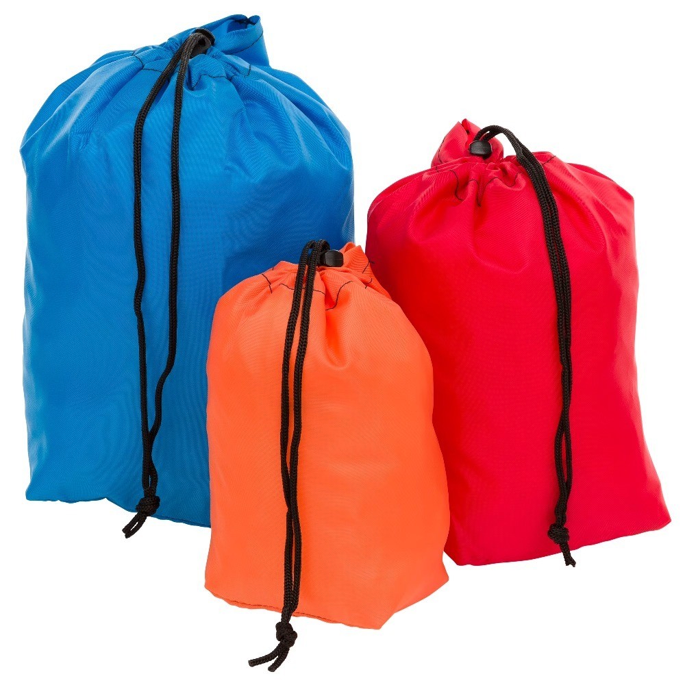 Large 16.2L Drawstring Closure Stuff Sack Ditty Bag 3 Pack Assorted Colors