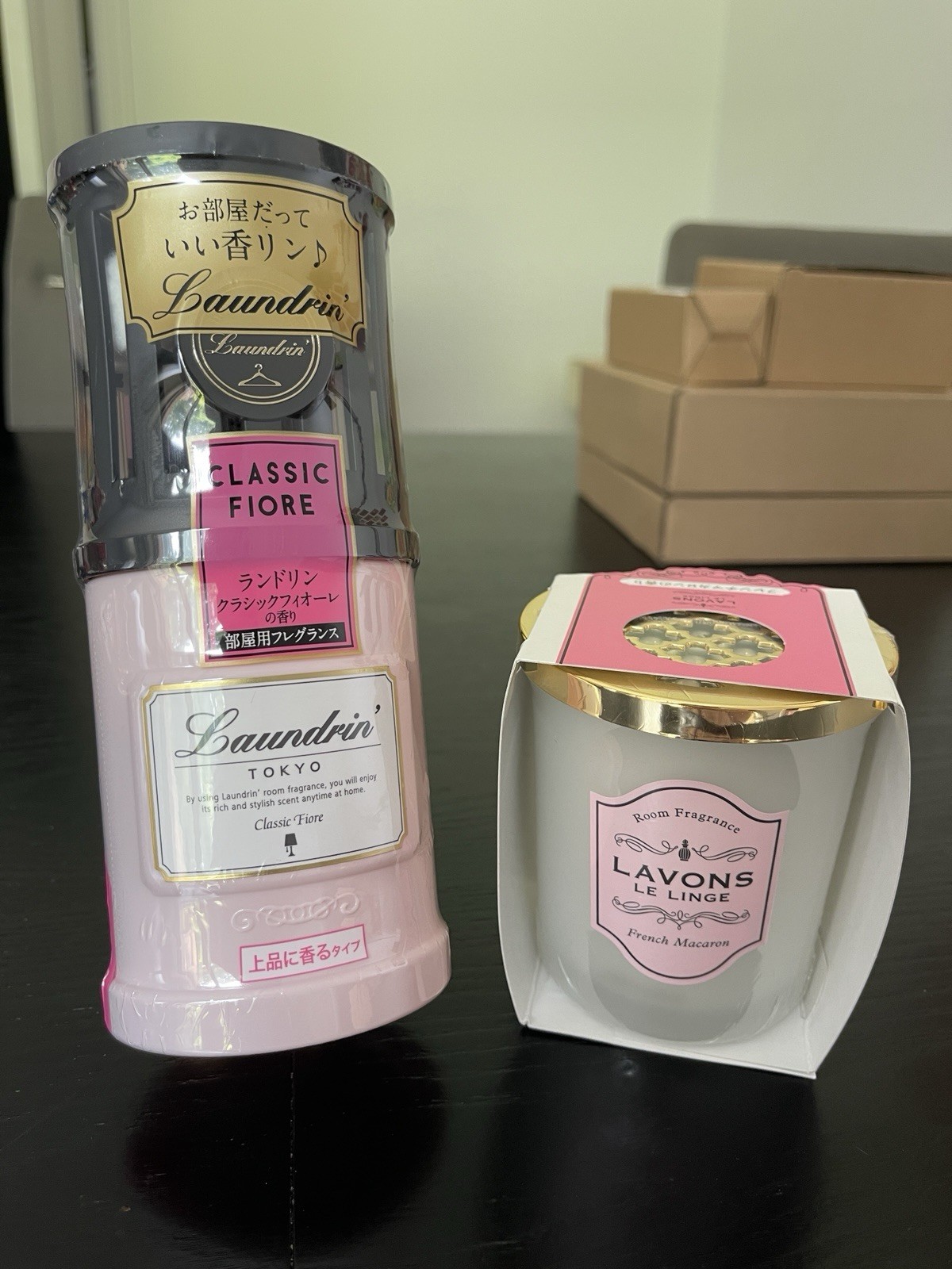 Laundrin Air Freshener (220ml) & Lavons Flameless Scented Candle (Macaron5.3 oz)