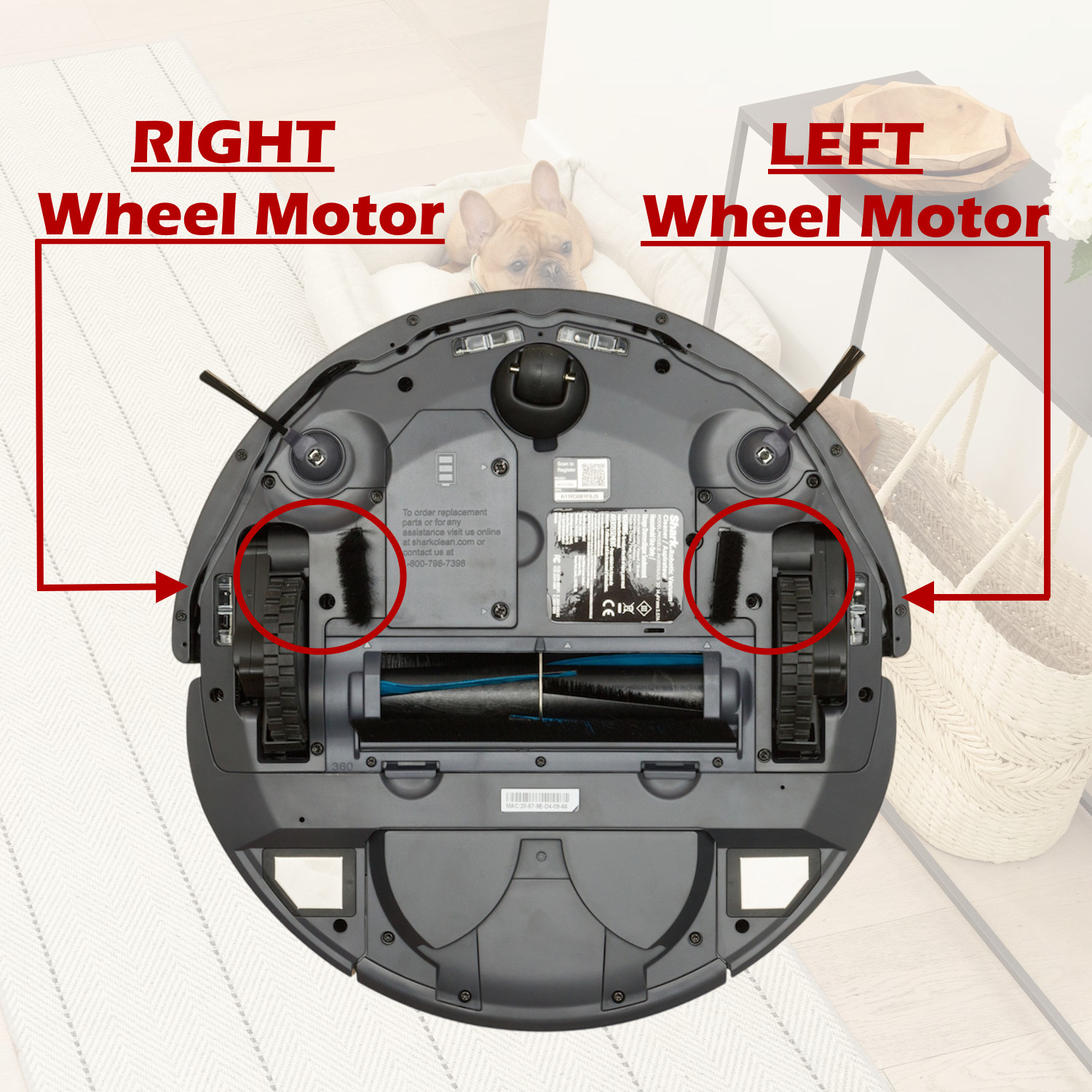 Original Shark AV2501AE RV2520A0US Vacuum LEFT Wheel Assembly w/Motor