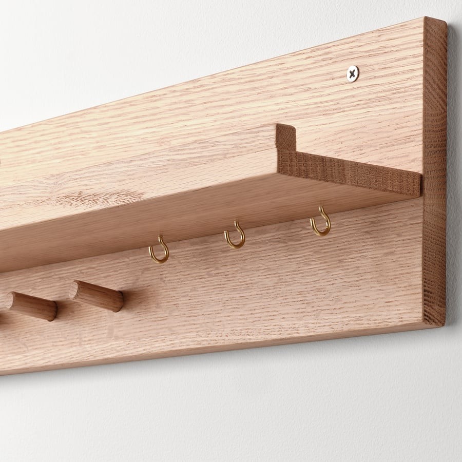 IKEA HASTVISKARE Wall organizer with hooks, oak, 42x15x11 cm 305.552.96