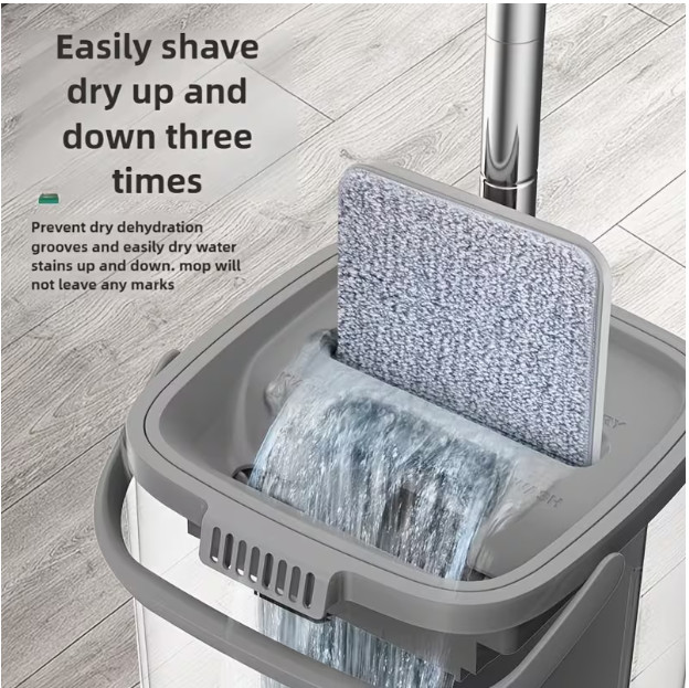 Flat Mop & Bucket Set, Wet & Dry Floor Cleaner for Home Cleaning