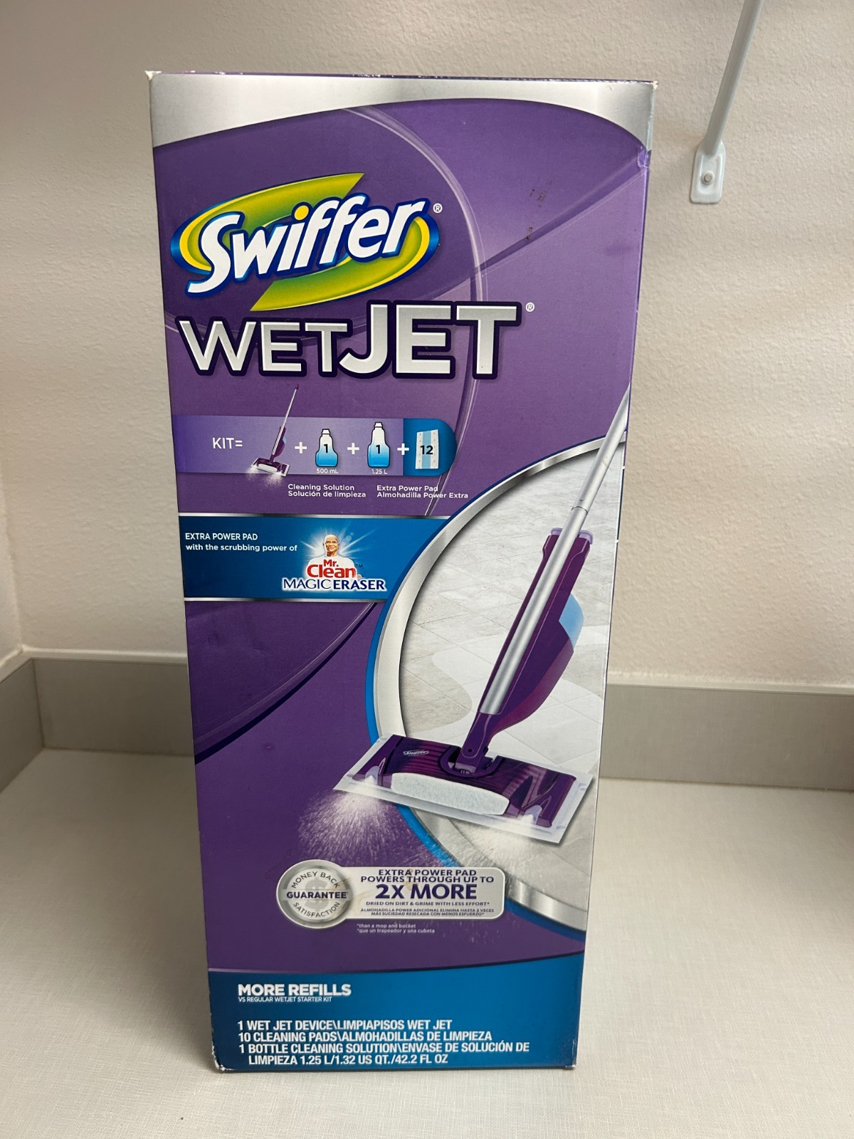 Wet JET Spray Mop Starter Kit New: 10 Cleaning Pads, 1 Wet Jet Device, 1 Bottle