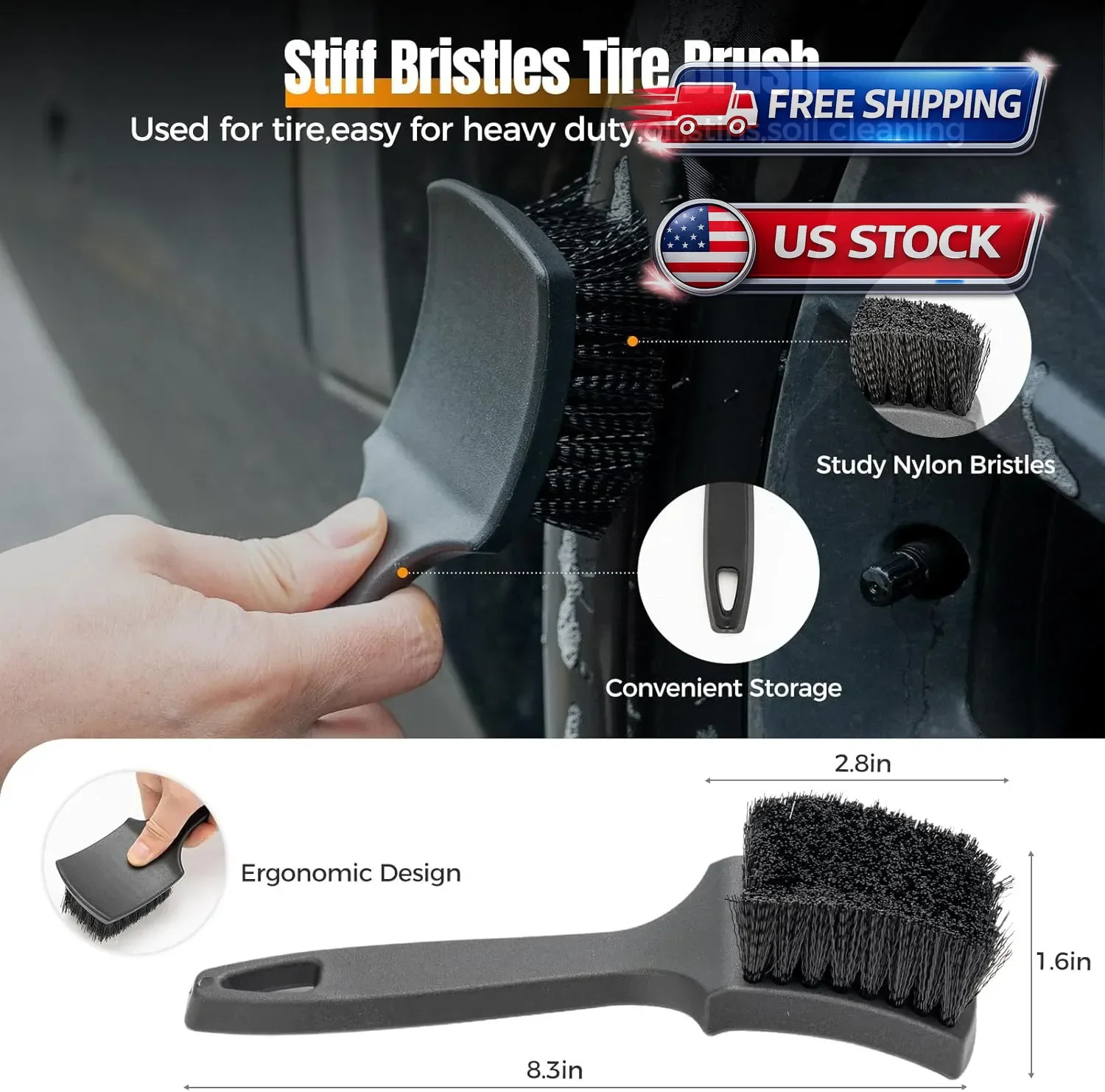 9PCS Wheel Brush Kit for Cleaning Wheel and Tire, Wheel and Rim Brush, Car