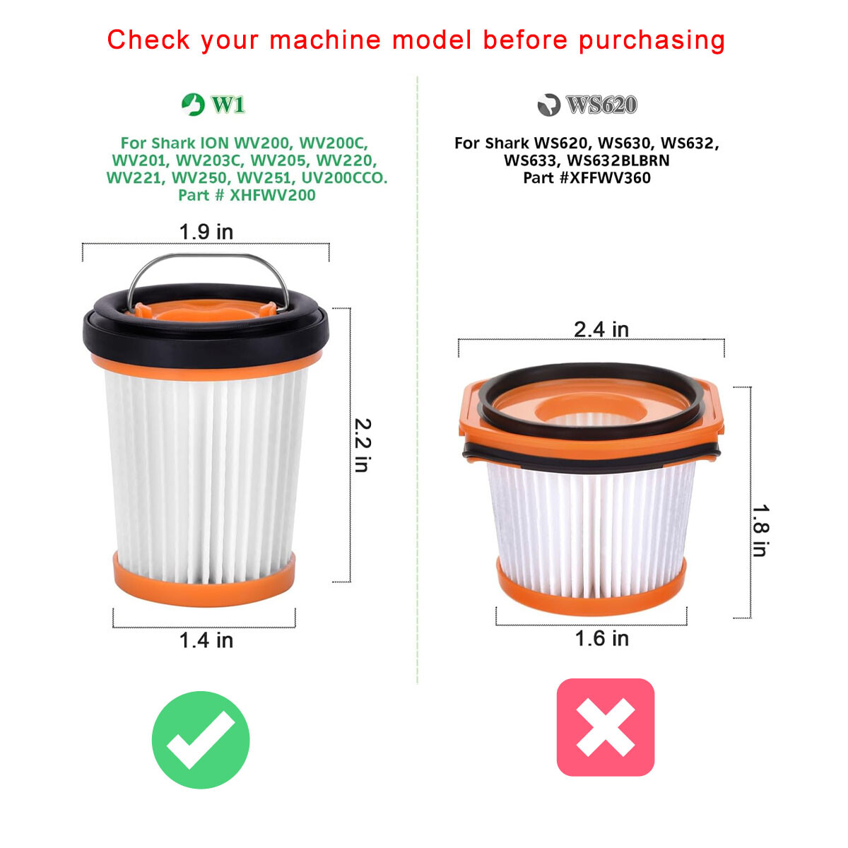 4x Filter For SHARK WV200 WV201 WV205 Cordless Handheld Vacuum Cleaner XHFWV200