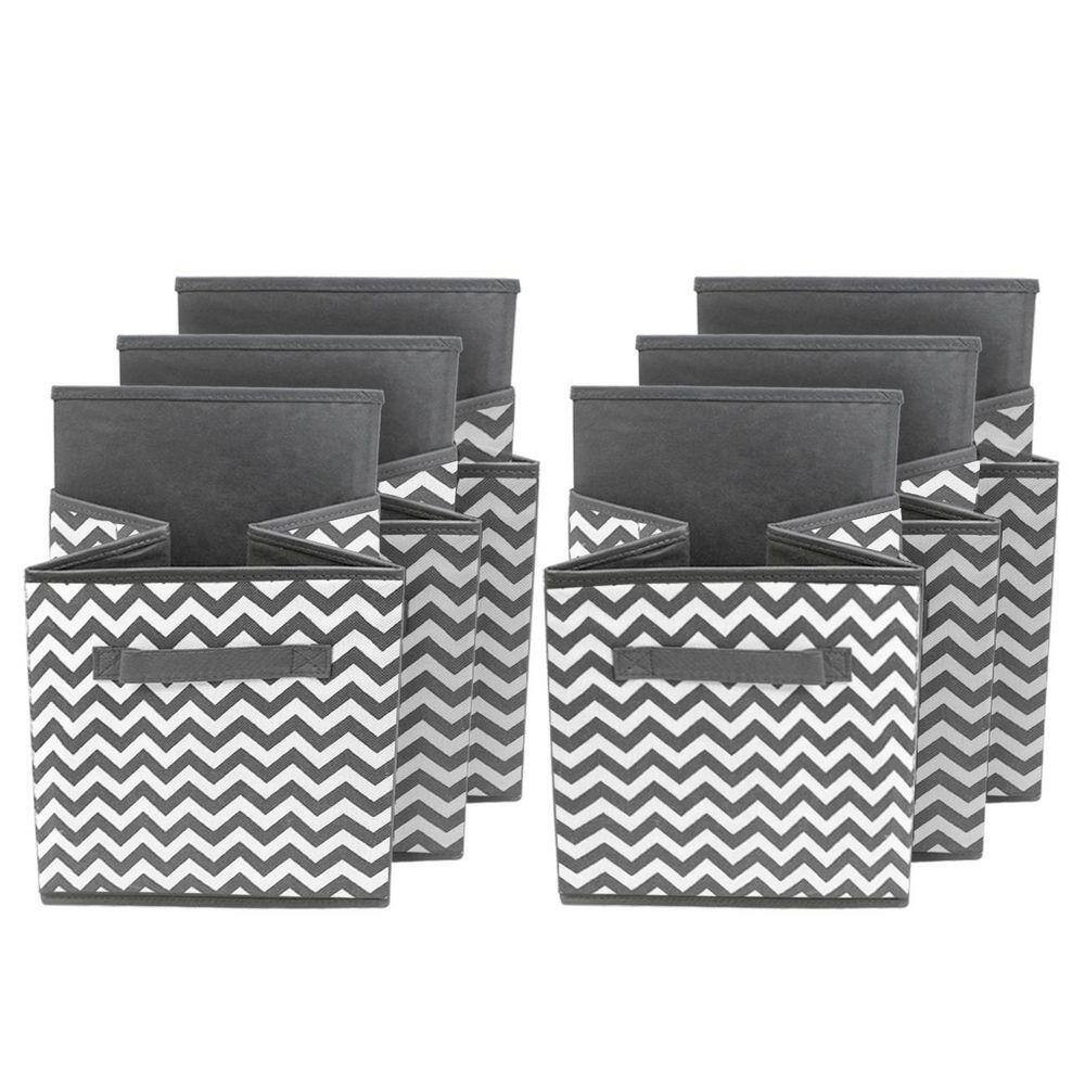 Foldable Storage Cubes W/ Handles Gray 10.5 in X 11 in Fabric Decorative Basket