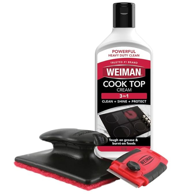 Weiman Glass Cooktop Cleaner Kit with Scraper and Scrubbing Pad 10 oz