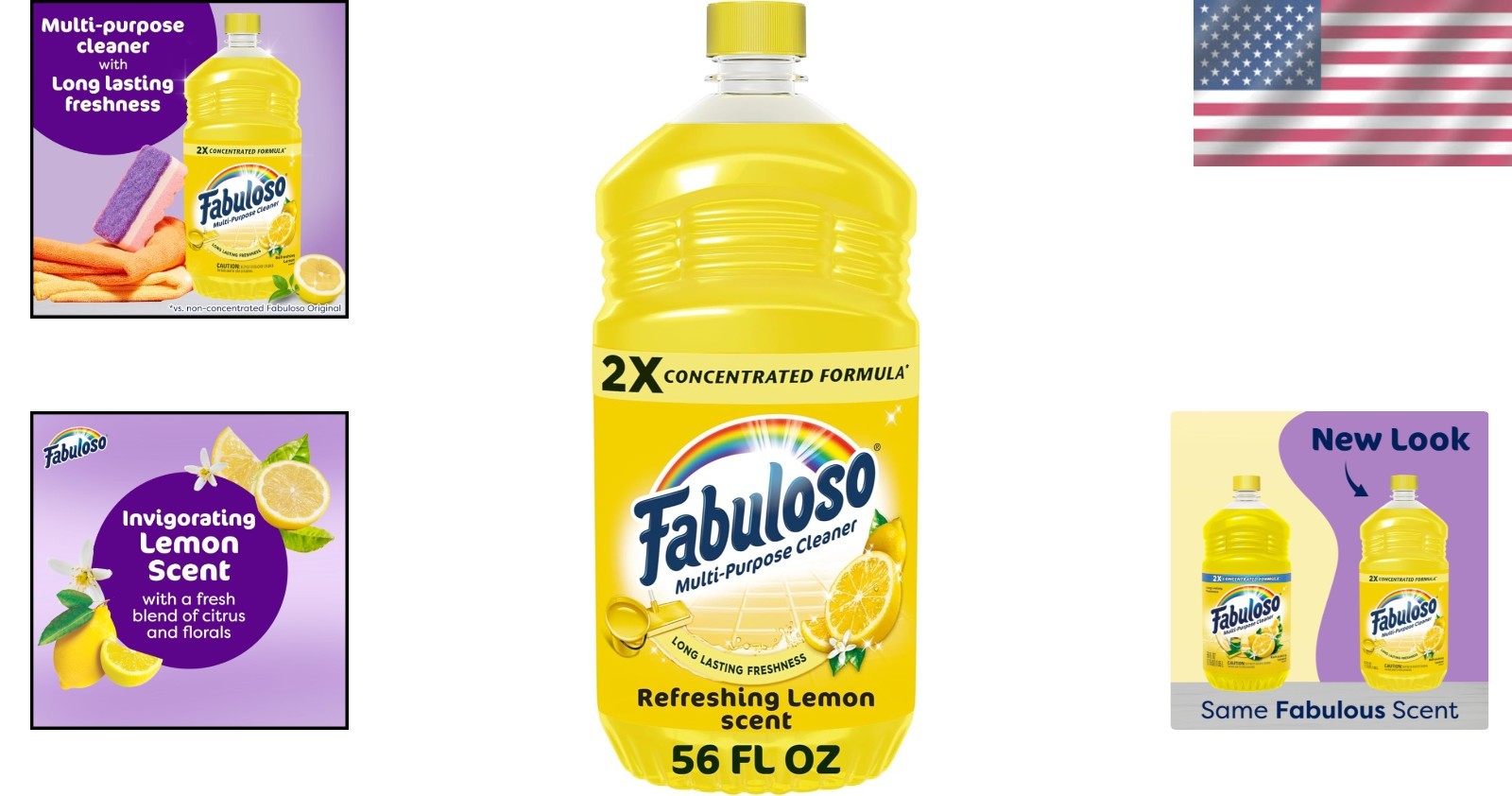 Lemon Fresh 2X Multi-Purpose Cleaner, 56 oz for All Surfaces – No Rinse Required