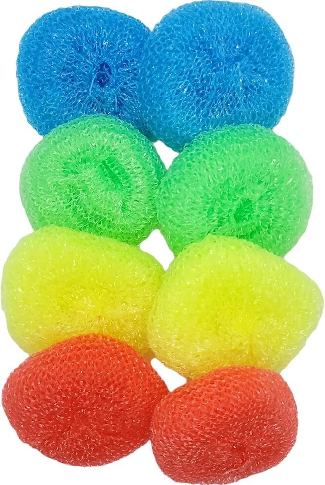 24 Pack Assorted Colors Round Nylon Dish Cleaning Scouring Pads, Mesh