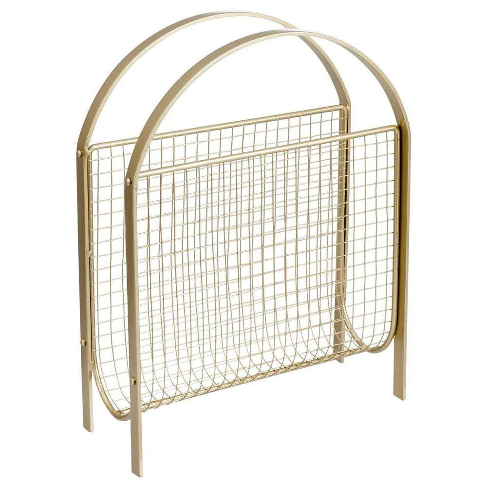 Gold 11.5 In. X 15 In. Metal Freestanding Magazine Rack