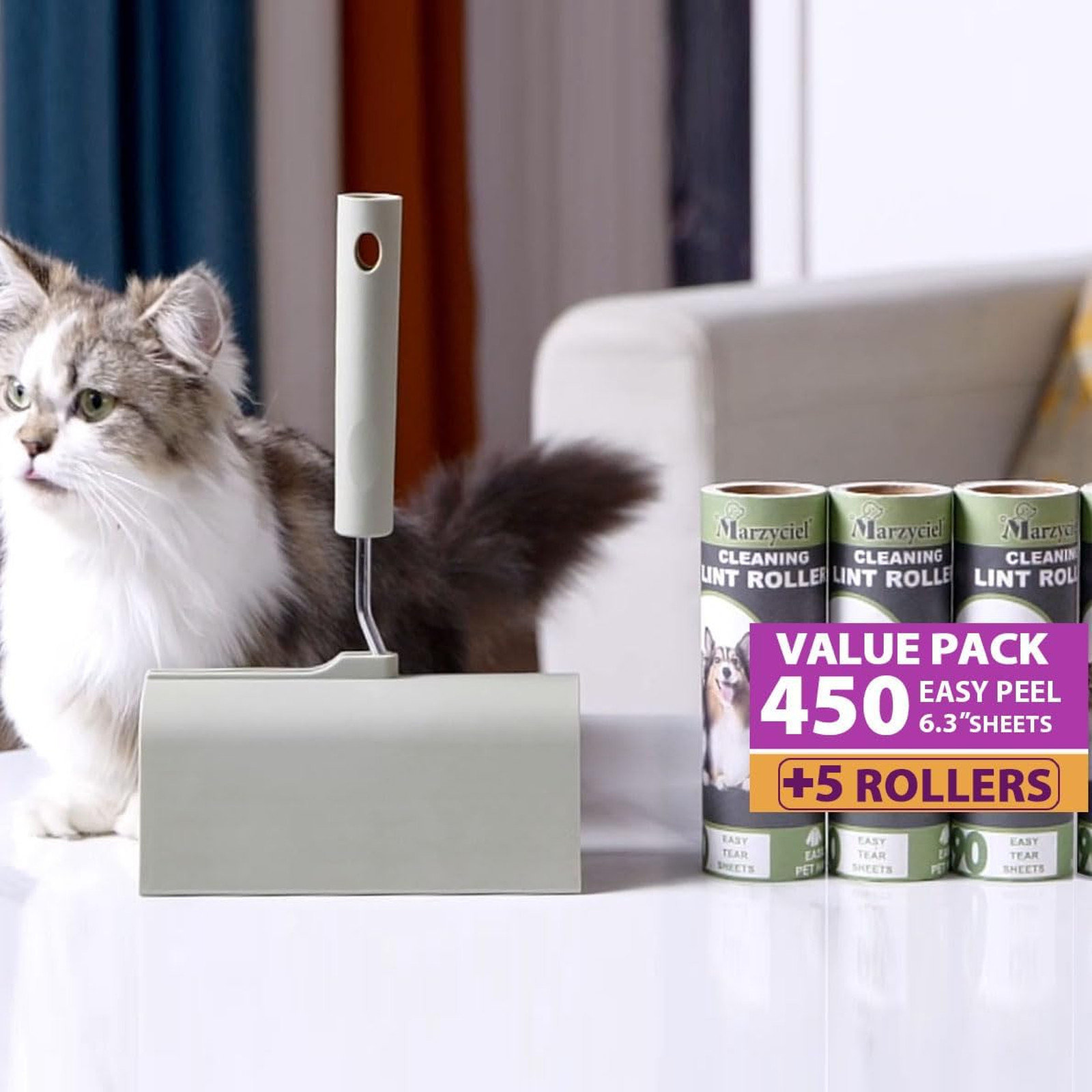 Giant Lint Roller Extra Sticky Large Surface Pet Hair Cloth Curtain Carpet