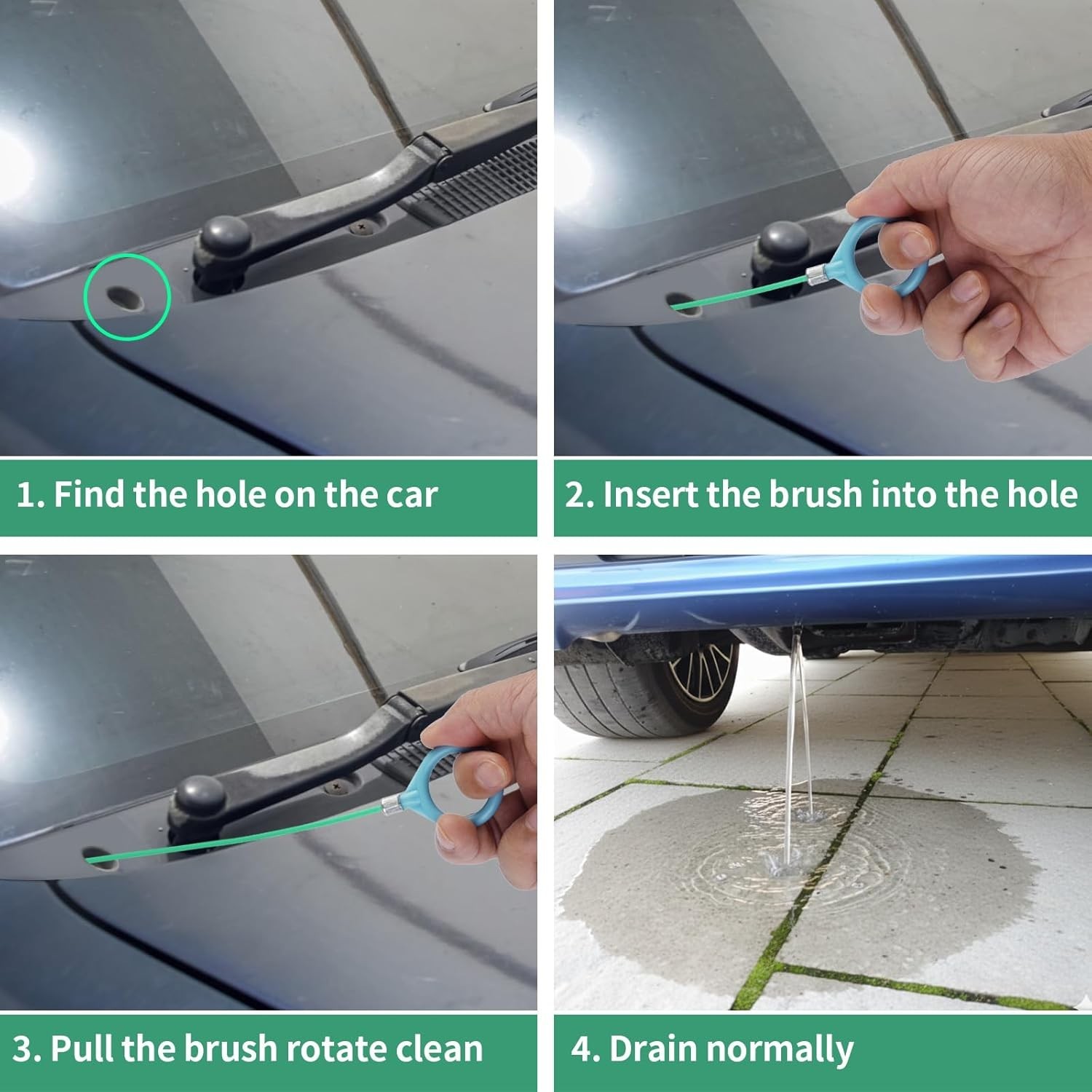 3 pcs Auto Sunroof Drain Cleaning Tool, 120 Inch Long Flexible Tube Cleaning Bru