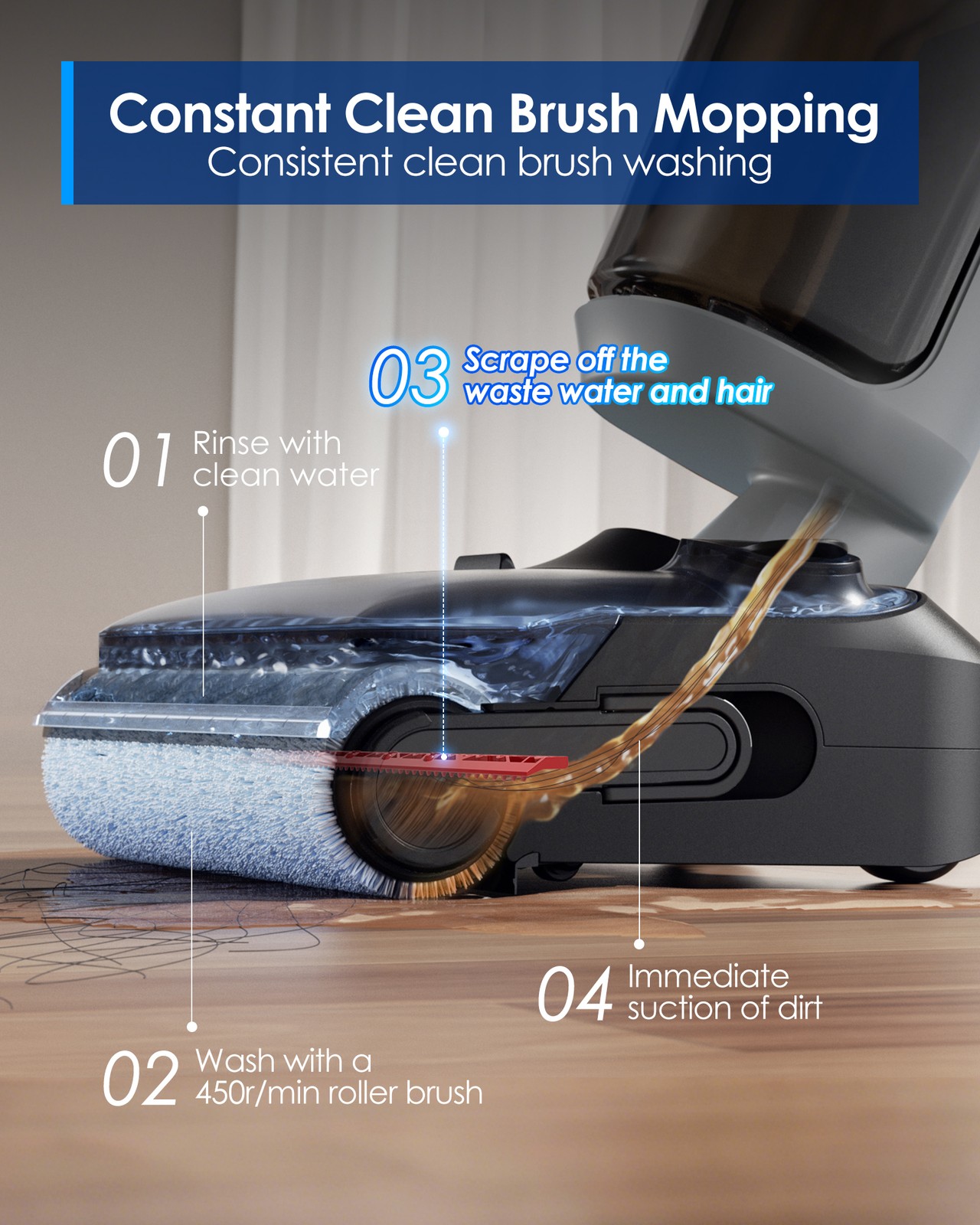 Tineco Floor ONE i5 Stretch Wet Dry Vacuum Cleaner, Vacuum & Mop in One Step