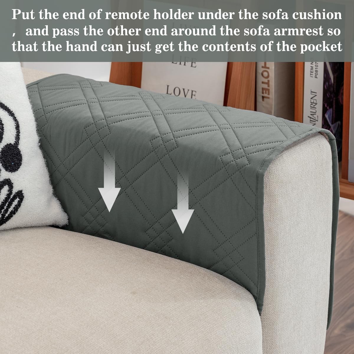 Couch Armrest Organizer Remote Control Holder Bedside Caddy with 6 Pockets, N…