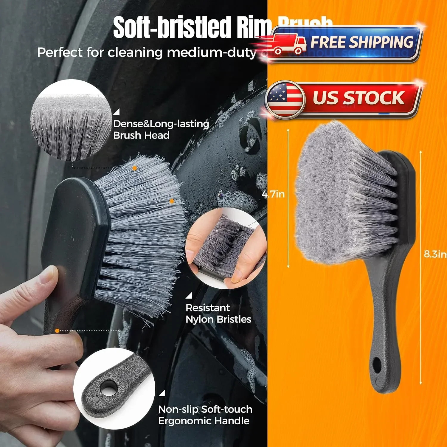 9PCS Wheel Brush Kit for Cleaning Wheel and Tire, Wheel and Rim Brush, Car