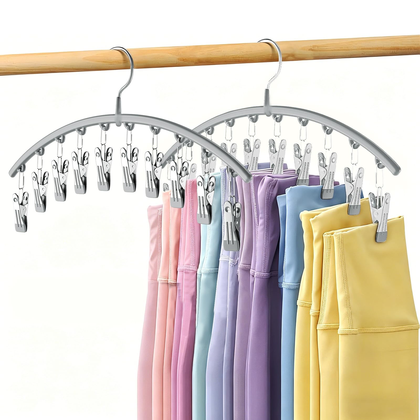 Volnamal Legging Organizer for Closet, Metal Yoga Pants Hanger 2 Pack, Gray