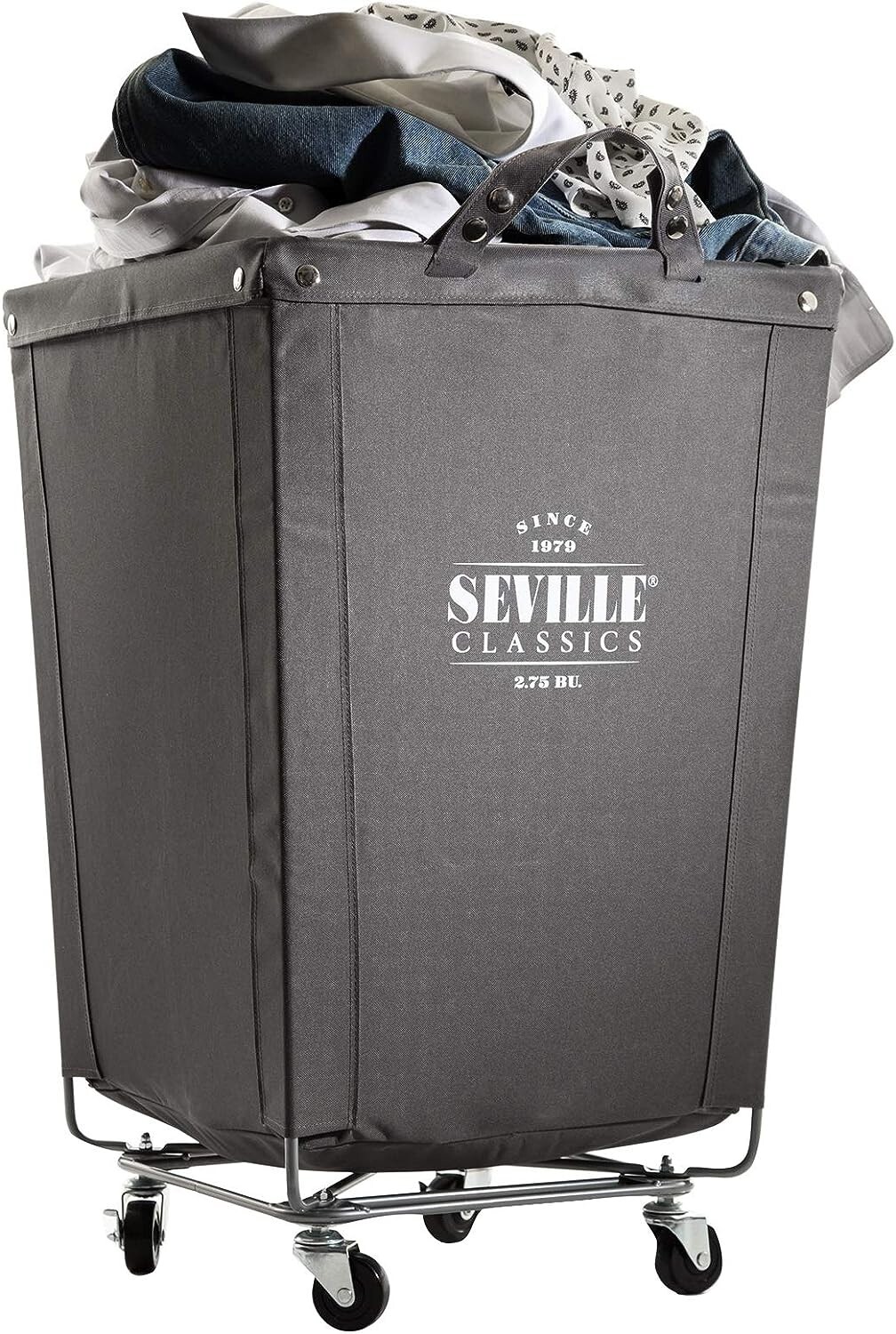 Laundry Hamper Cart – Canvas Bin – Commercial & Residential – 18.1″ D x 18.1″