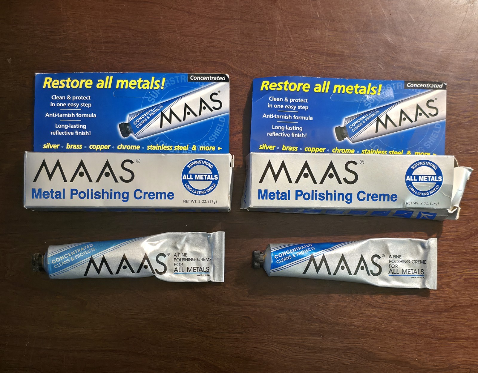 MAAS All Metal Polishing Creme Original 2oz Tube Concentrated Polish 65% Full X2