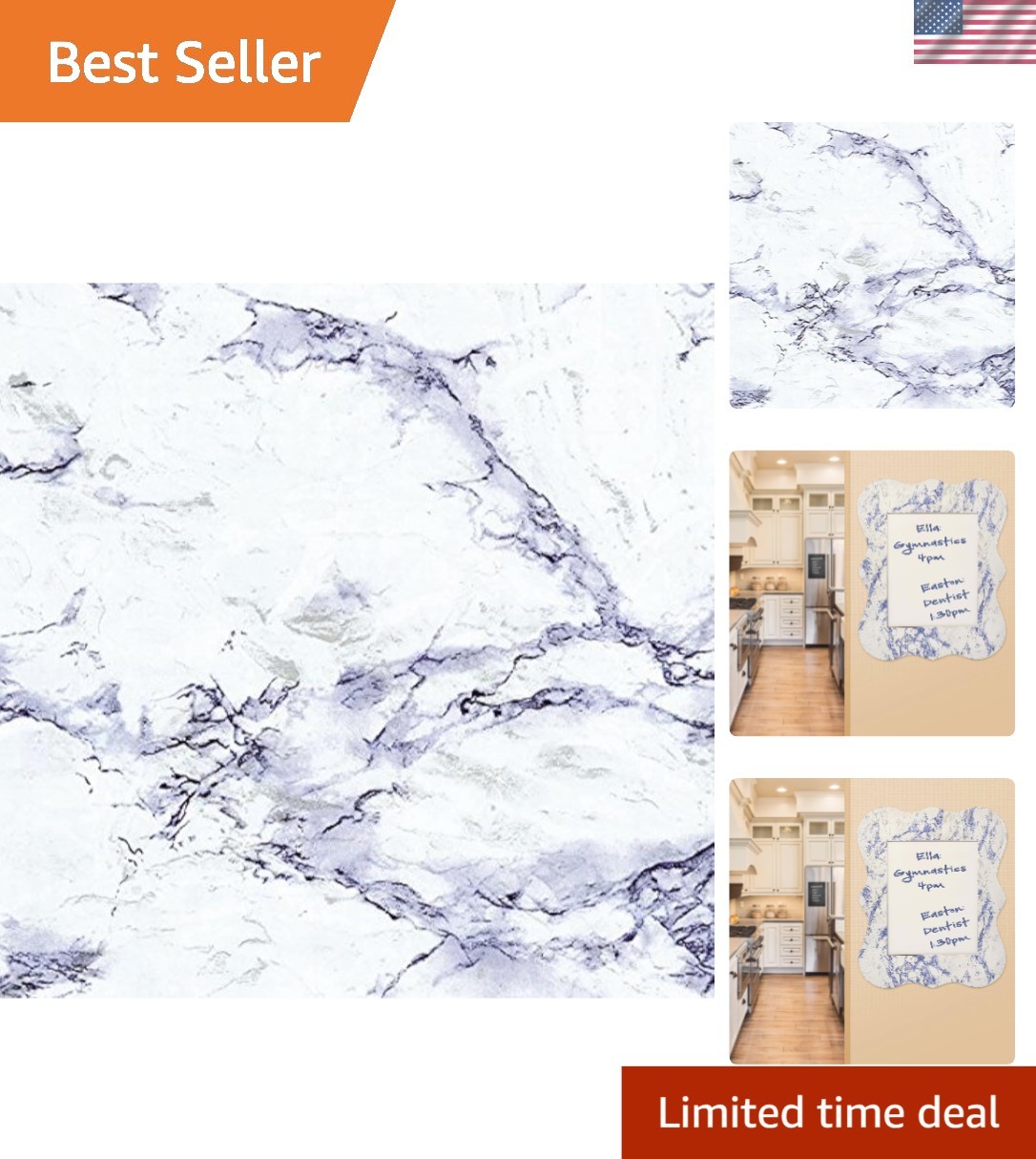 Blue Marble Self-Adhesive Shelf Liner – Stylish Protective Vinyl Covering 18×108