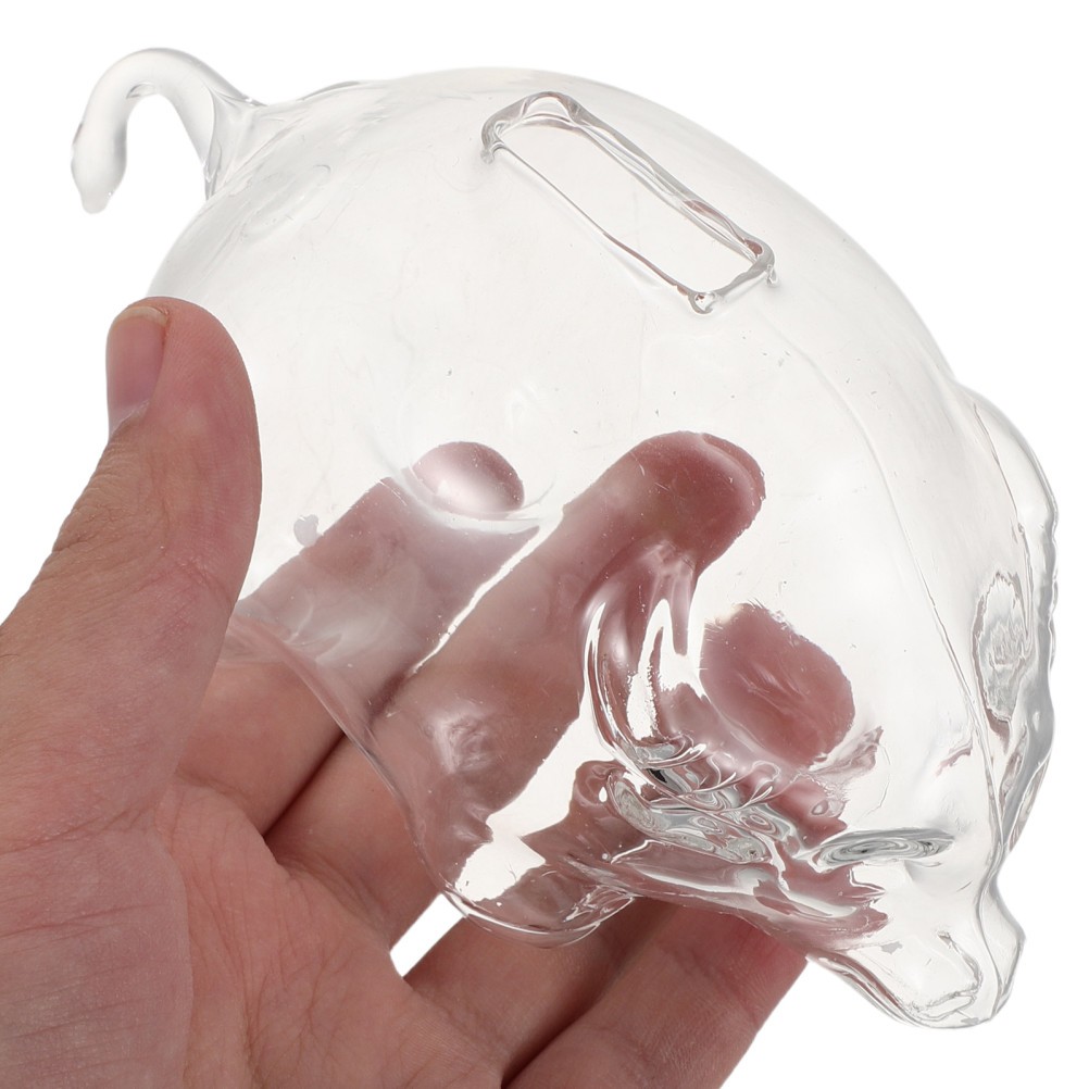 Large Capacity Glass Cow Piggy Bank: Shatterproof Cartoon Animal Money Saving