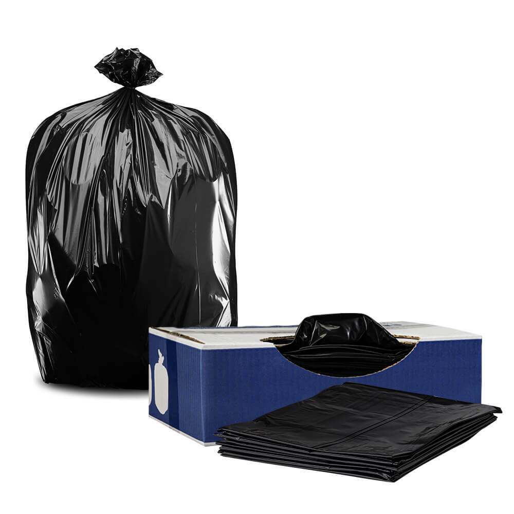 Plasticplace Heavy Duty 55-60 Gallon Black Trash Bags, 1.2 Mil, 50 Count