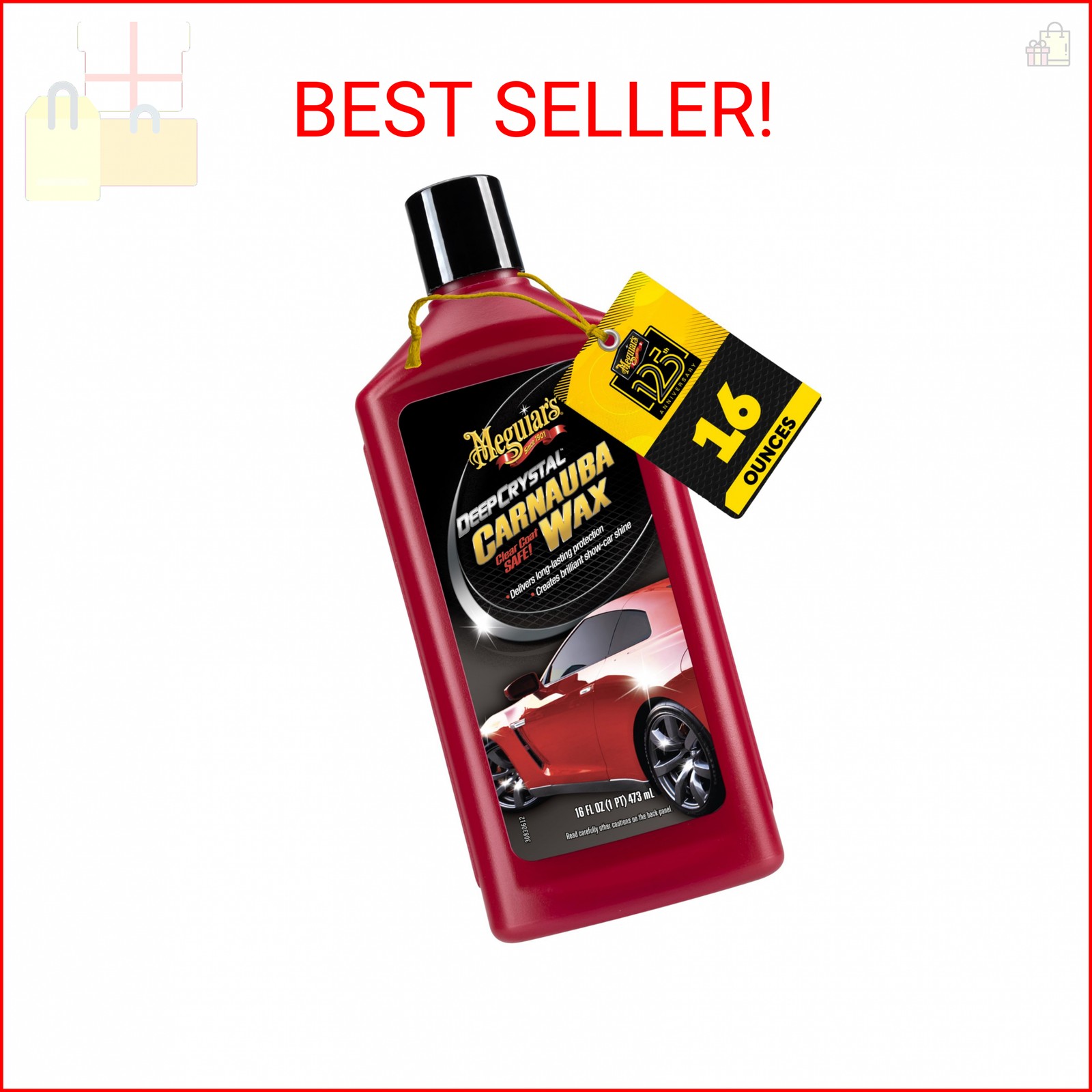 Meguiar’s Deep Crystal Carnauba Wax, High-Grade Carnauba Liquid Car Wax for Long